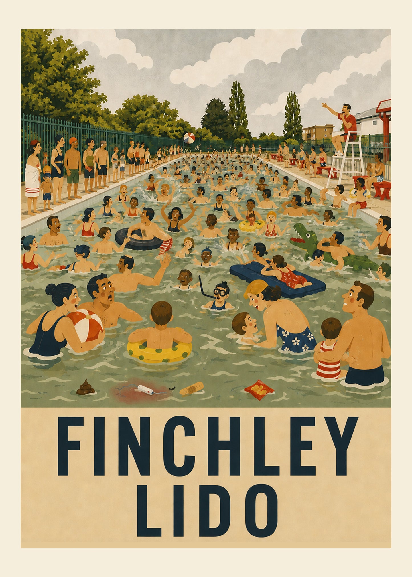 Funny everyday card with Finchley Lido text, by Gigglz