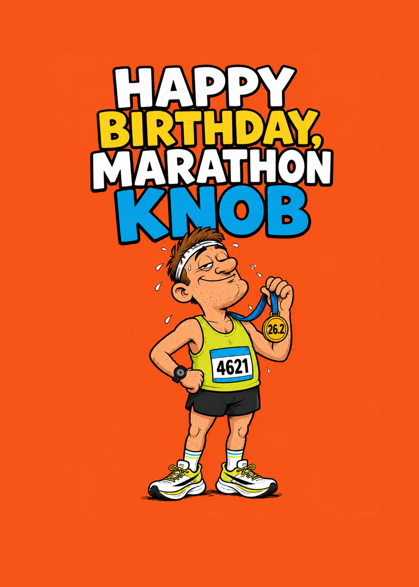 Marathon Knob Him funny birthday marathon card by Gigglz