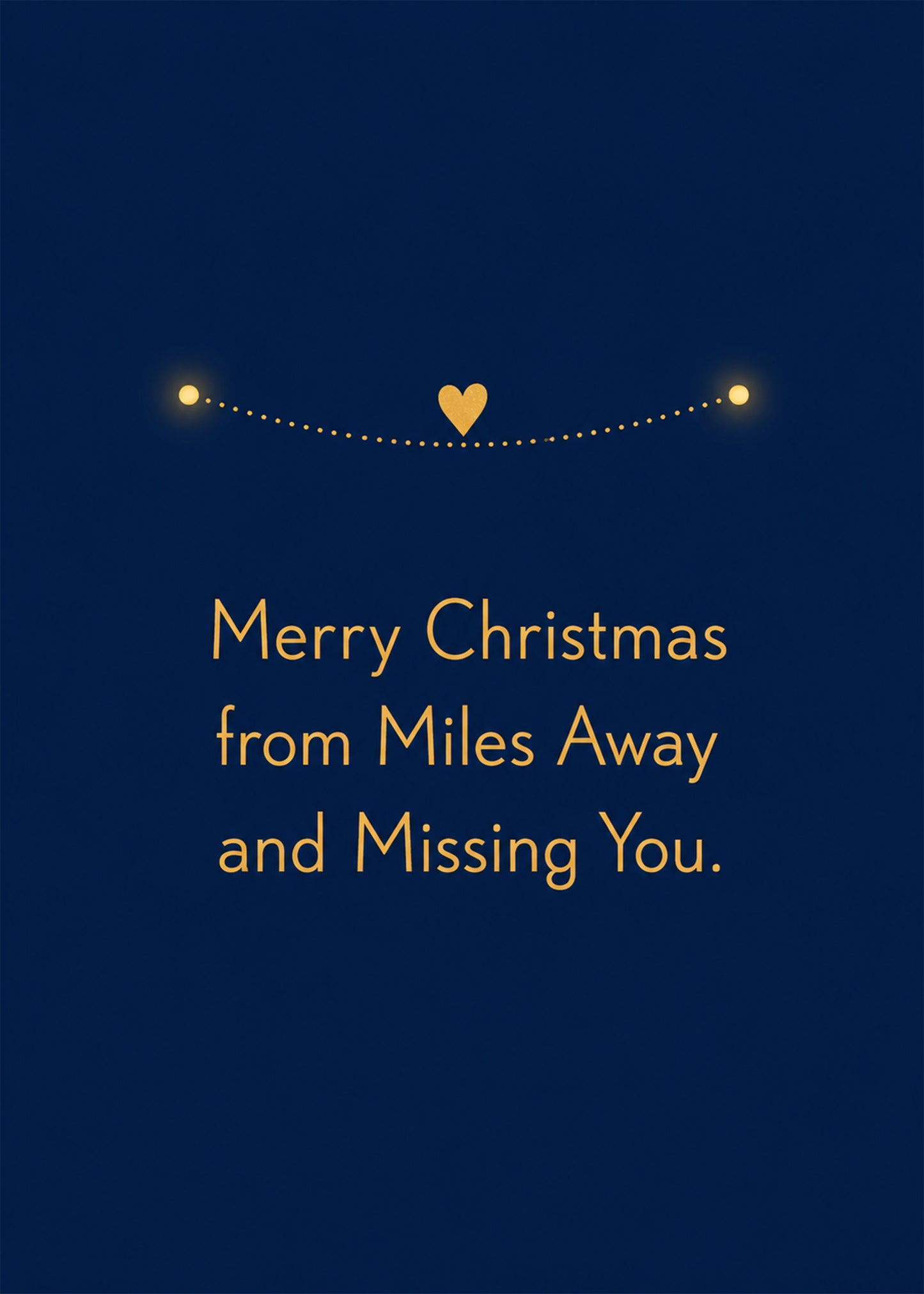 Heartwarming Christmas card showing delicate gold fairy lights with a heart, by Gigglz