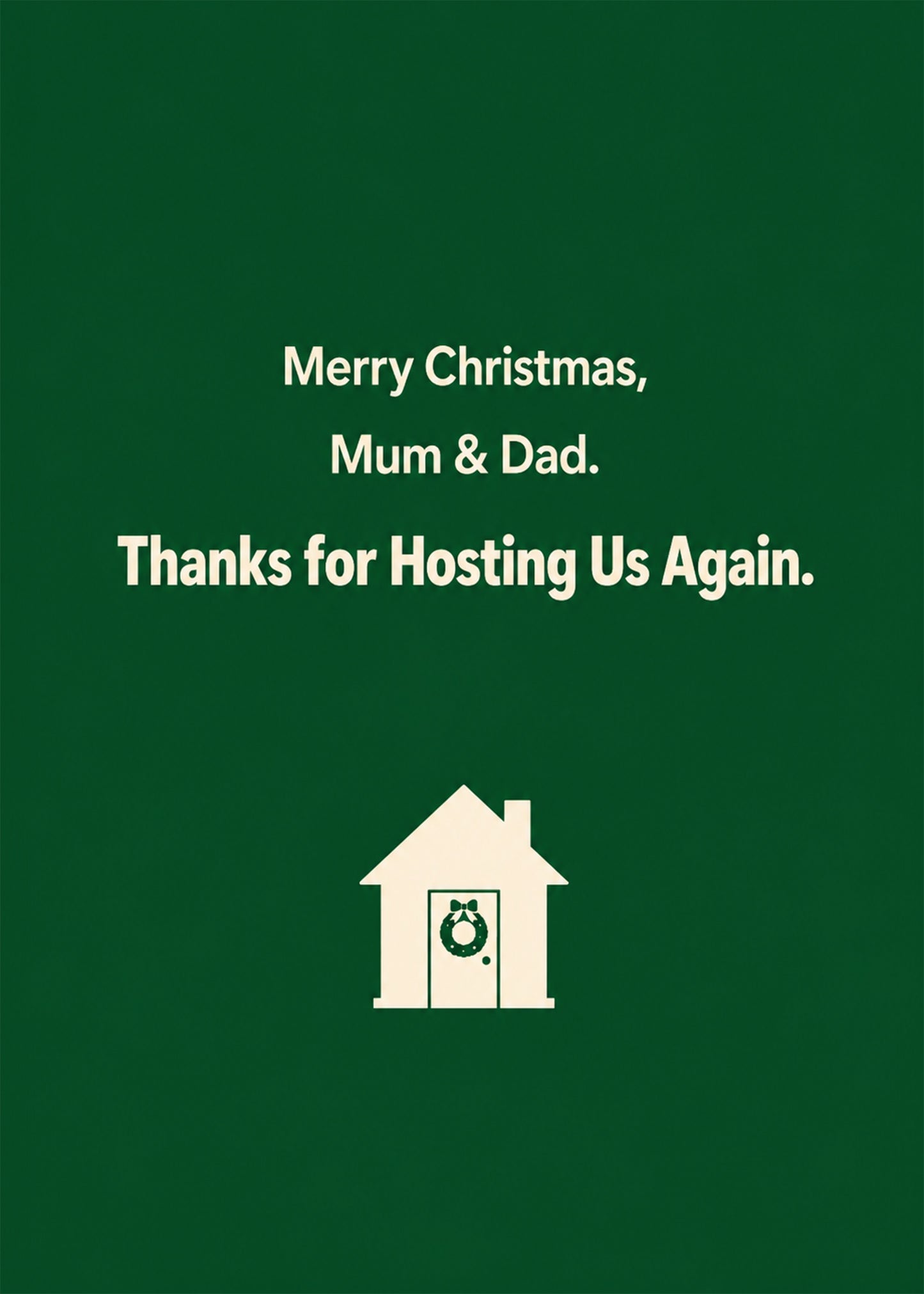 Heartwarming Christmas card showing a simple house icon with a wreath on the door, by Gigglz