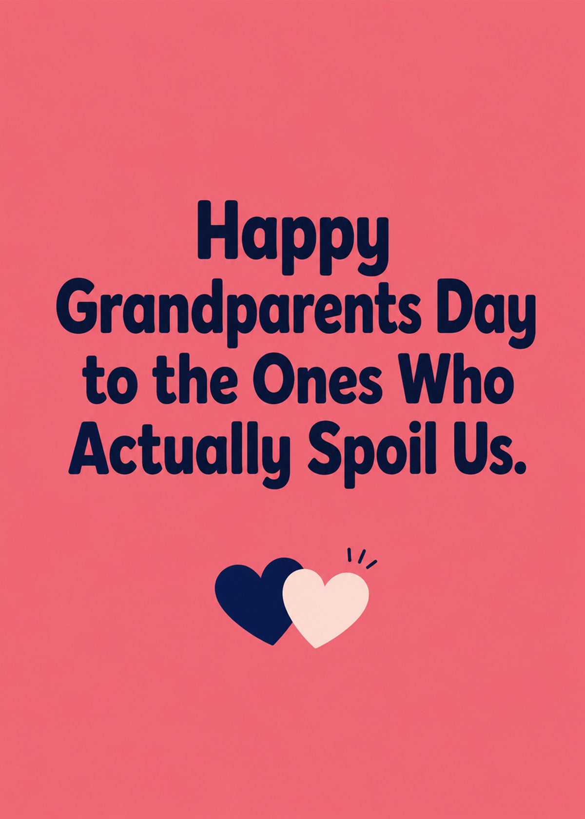 Funny Grandparents Day card showing bold type with two overlapping hearts, by Gigglz