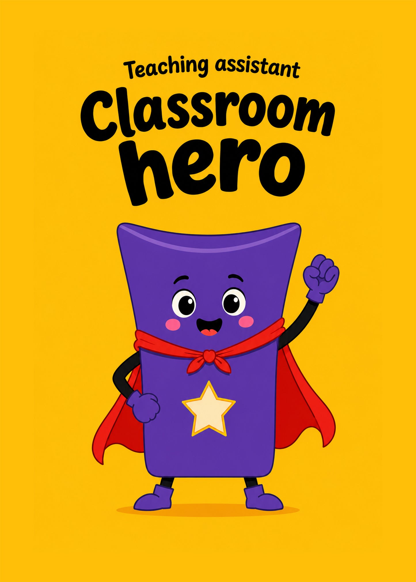 Teaching assistant classroom hero thank you card with superhero character by Gigglz