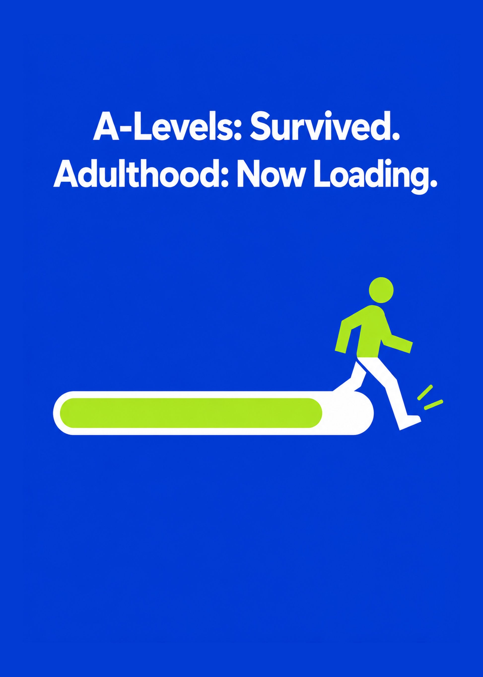 Funny congratulations card with A-Levels Survived text, by Gigglz