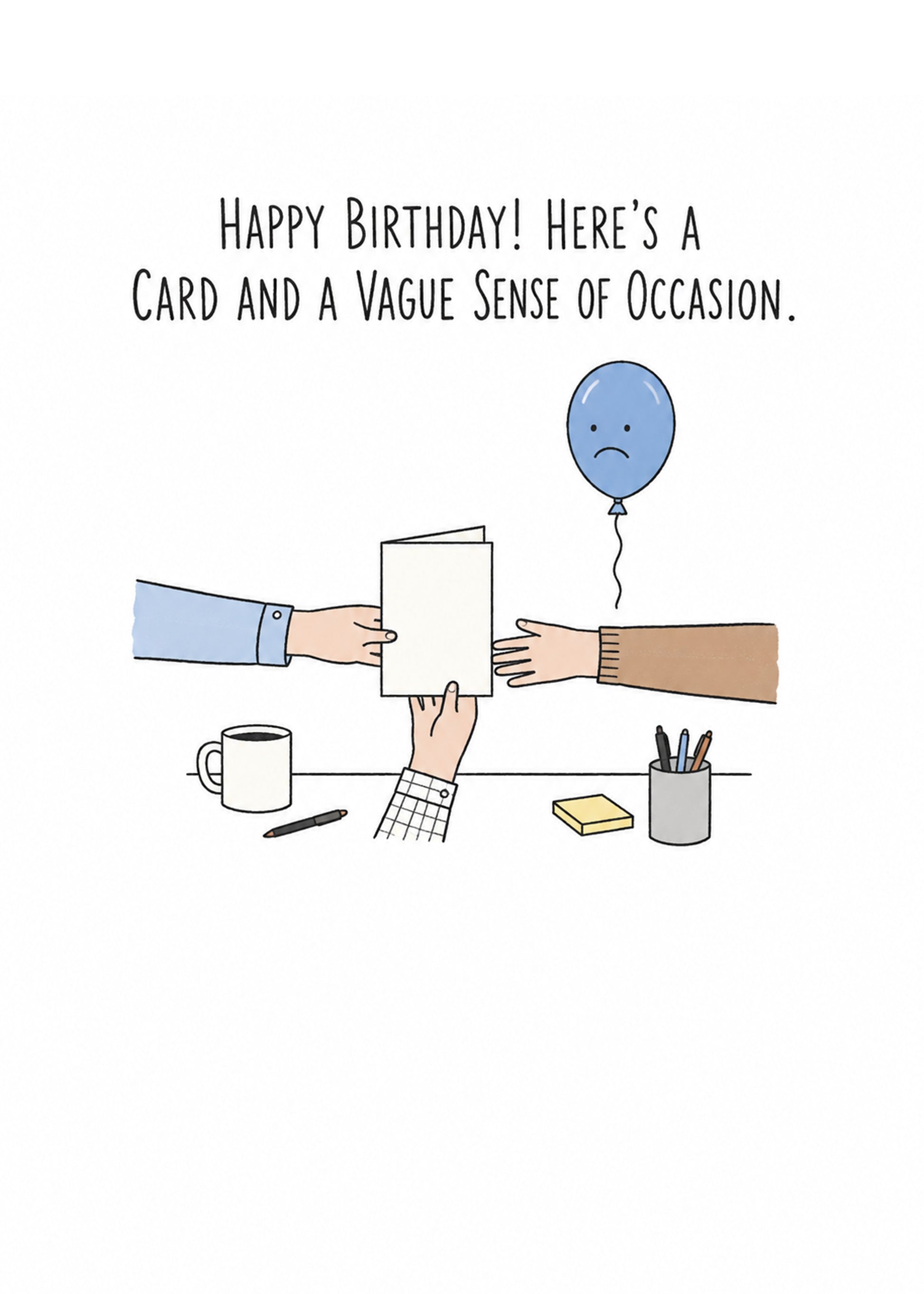Funny birthday card with A Vague Sense of Occasion text, by Gigglz