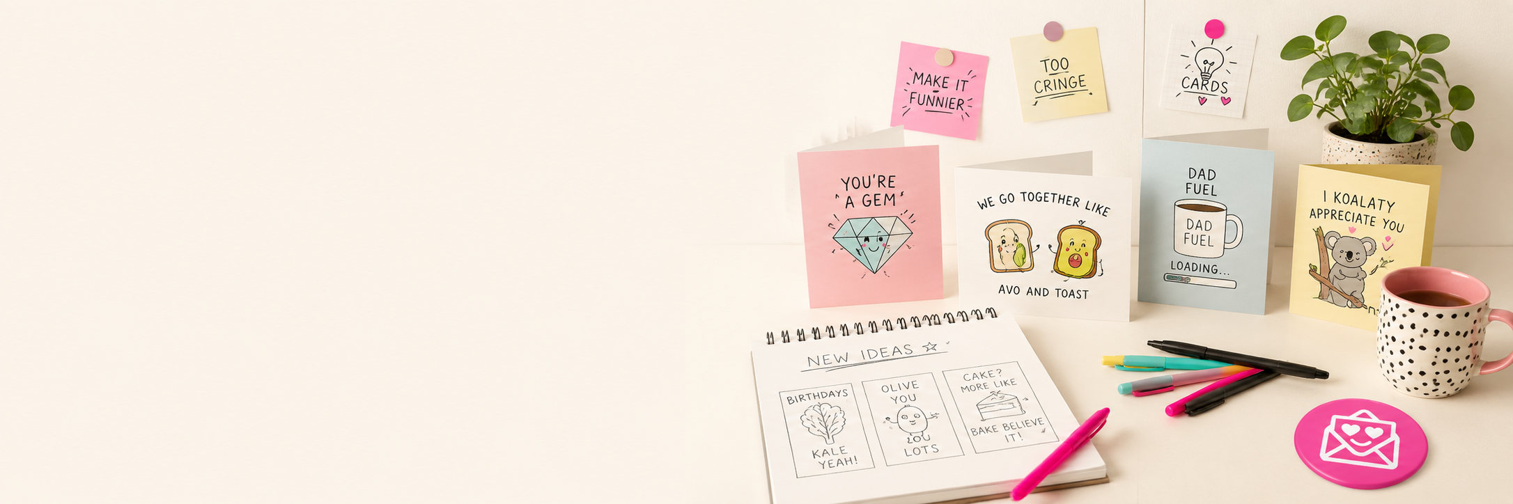 Gigglz funny greeting cards and playful brand illustration