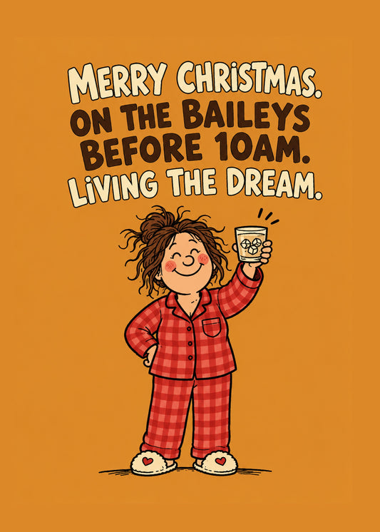 Baileys Before 10am Christmas card, pack of 10