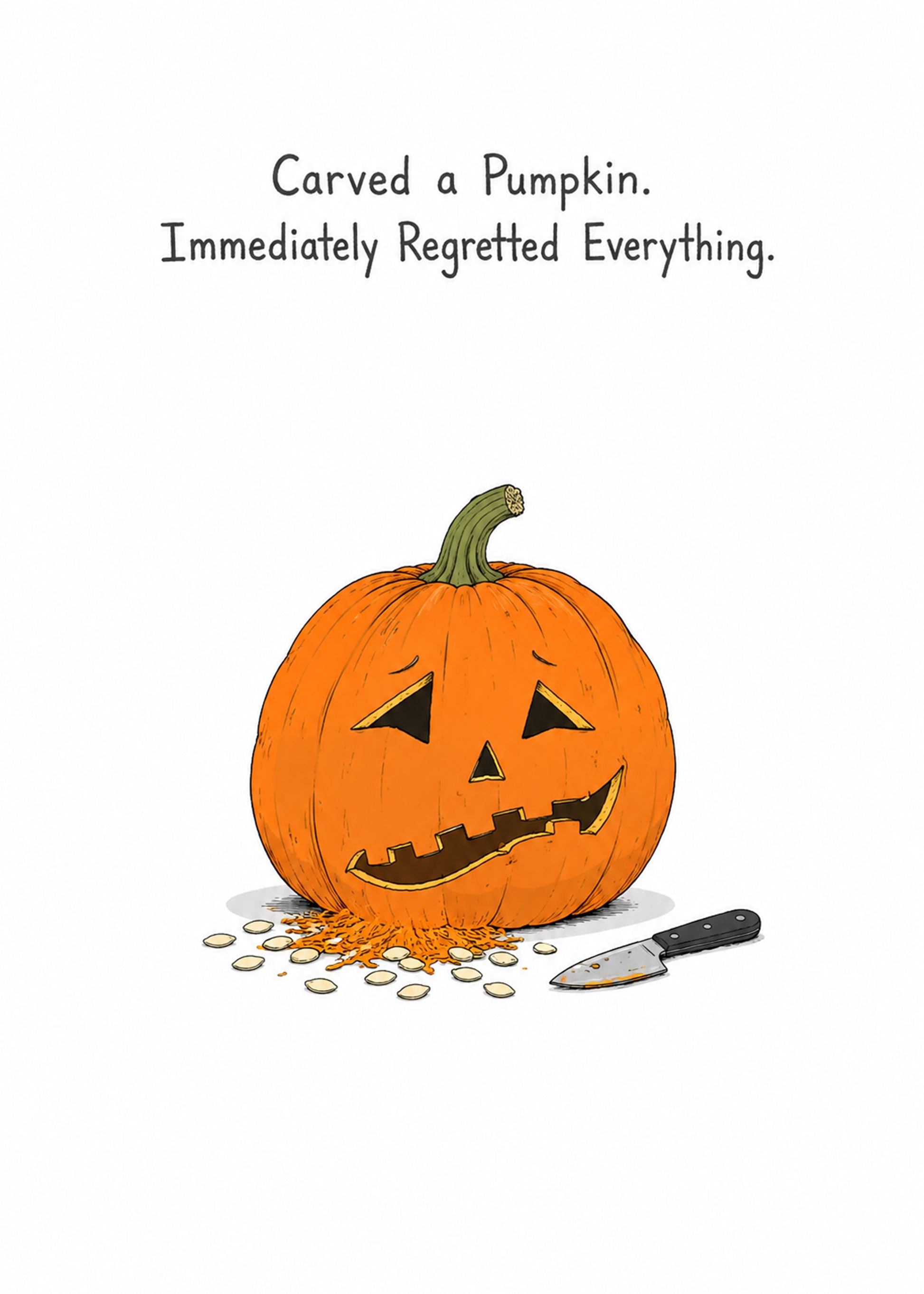 Funny Halloween card with Carved a Pumpkin text, by Gigglz