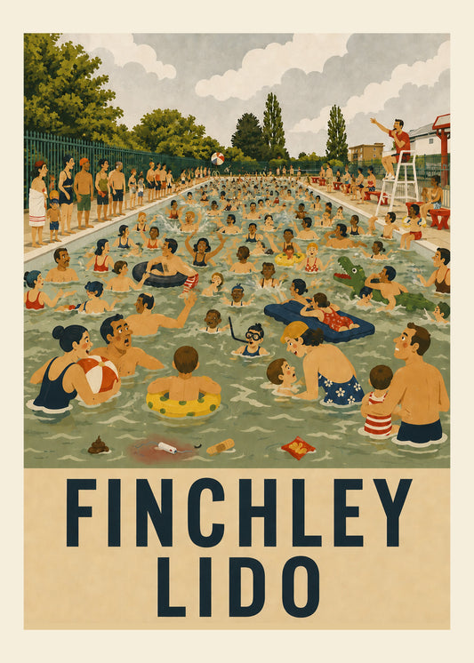 Funny everyday card with Finchley Lido text, by Gigglz