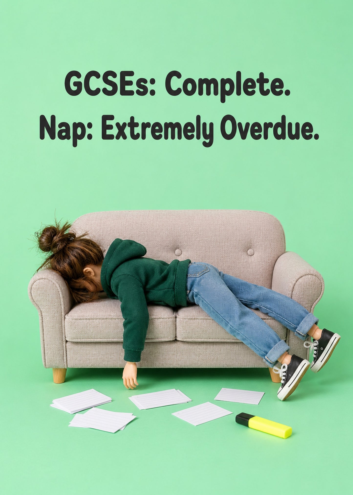 Funny congratulations card with GCSEs Complete text, by Gigglz