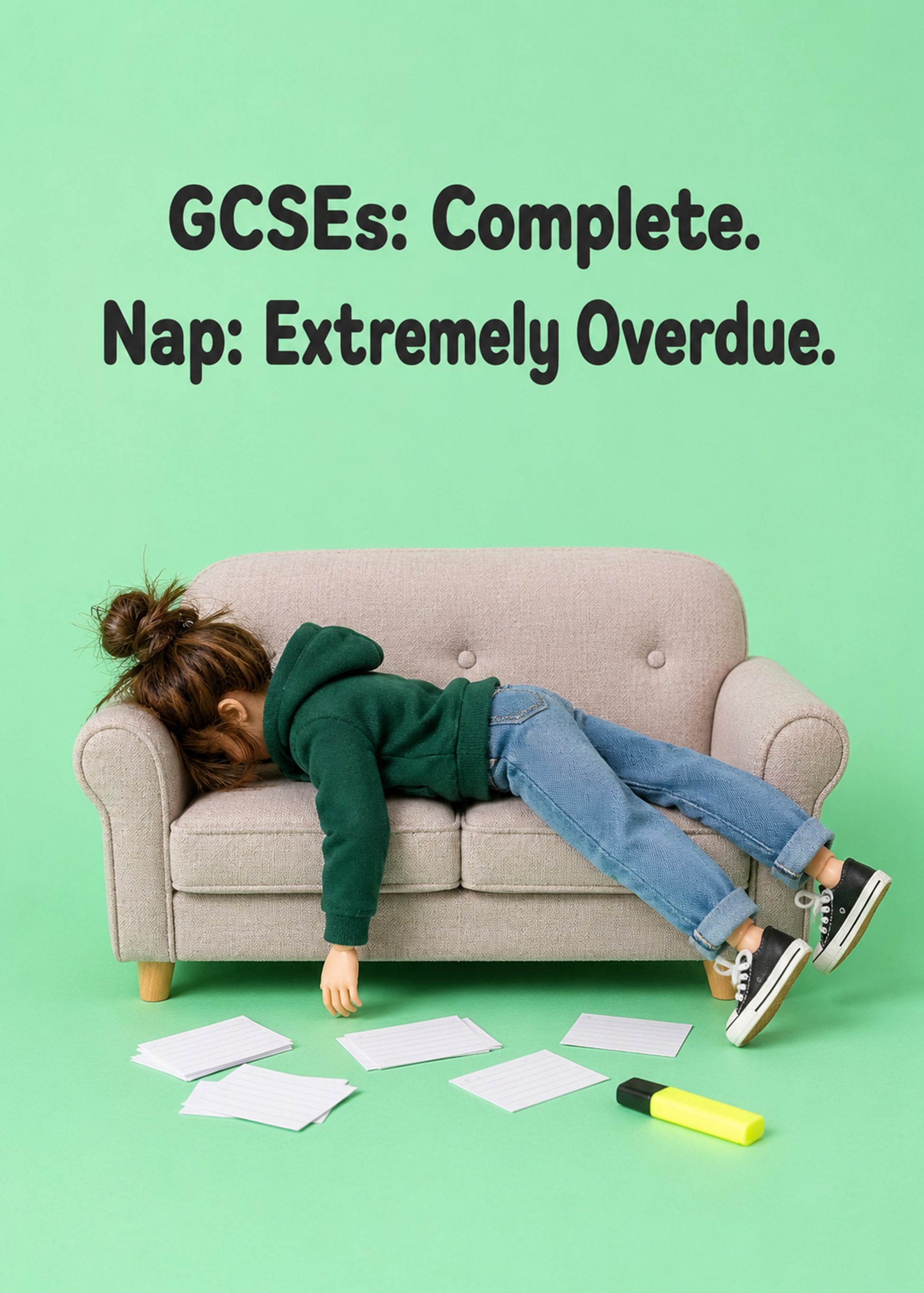 Funny congratulations card with GCSEs Complete text, by Gigglz