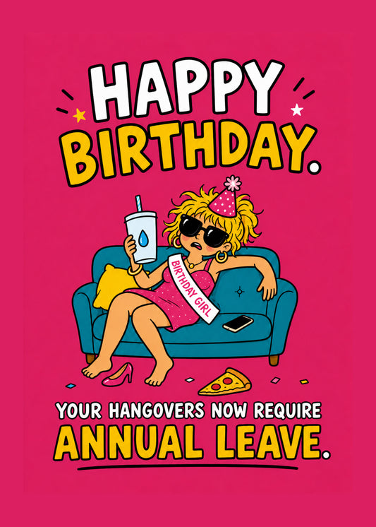 Hangover Birthday Her funny birthday card by Gigglz