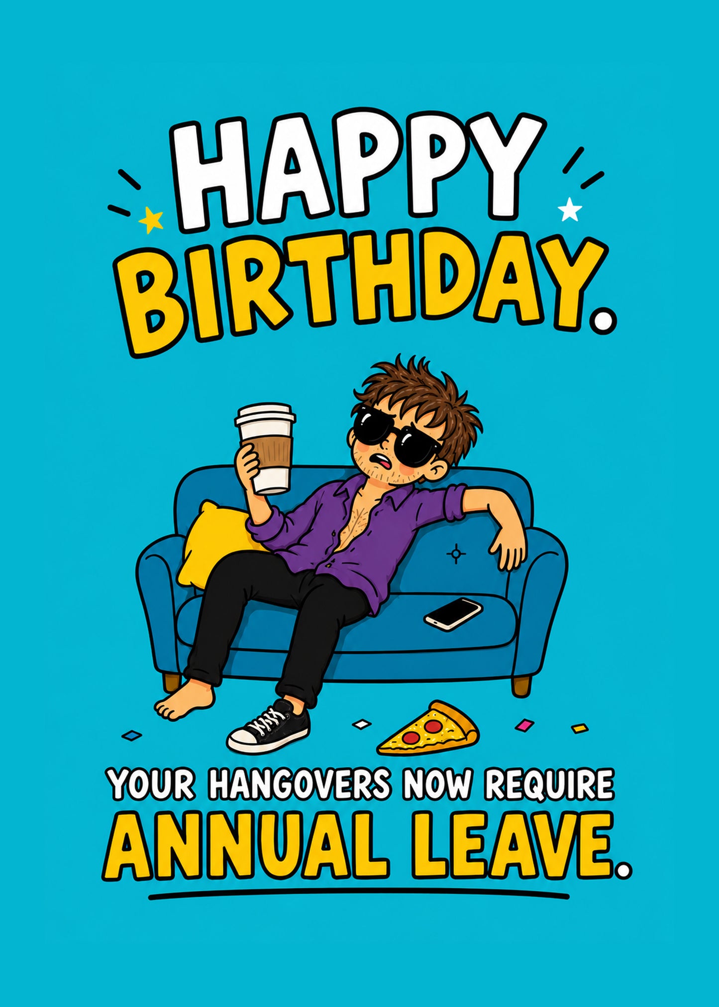 Hangover Birthday Him funny birthday card by Gigglz