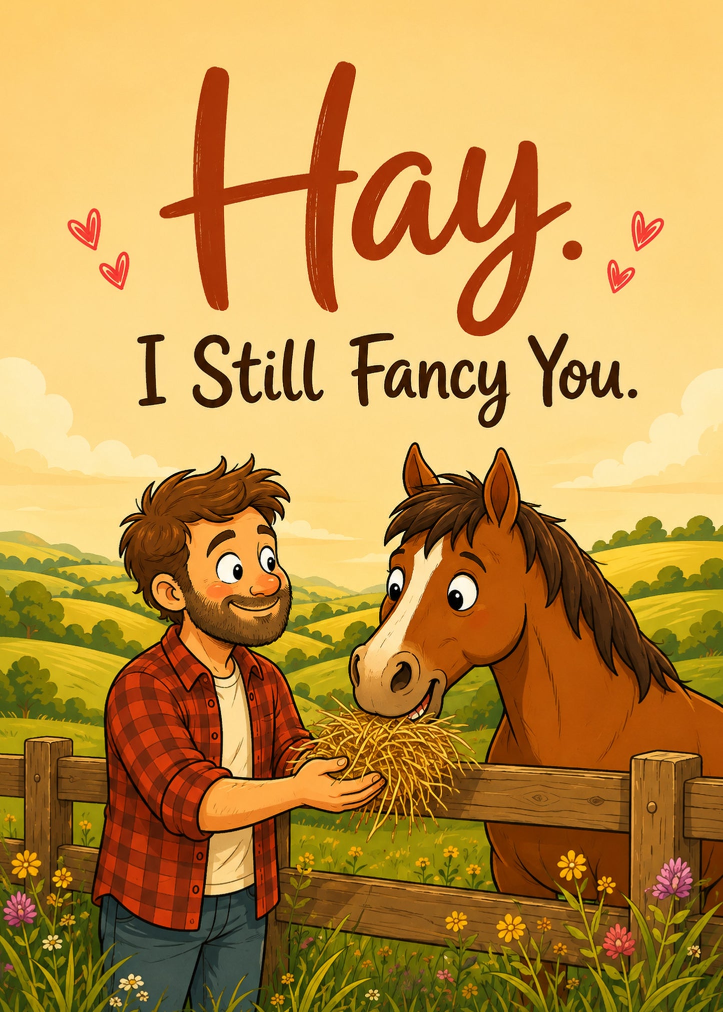Funny anniversary card with Hay text, by Gigglz
