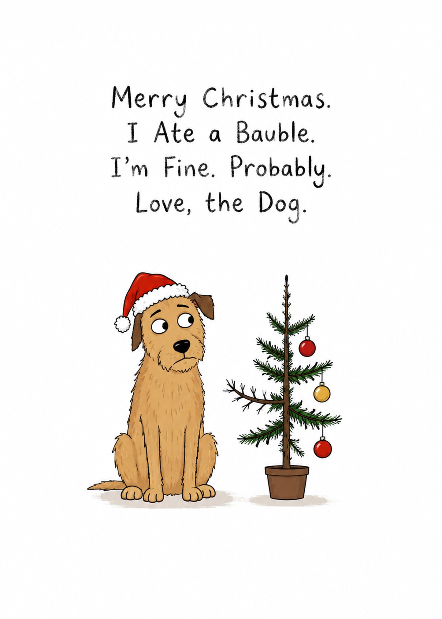 Funny Christmas card with I Ate a Bauble text, by Gigglz