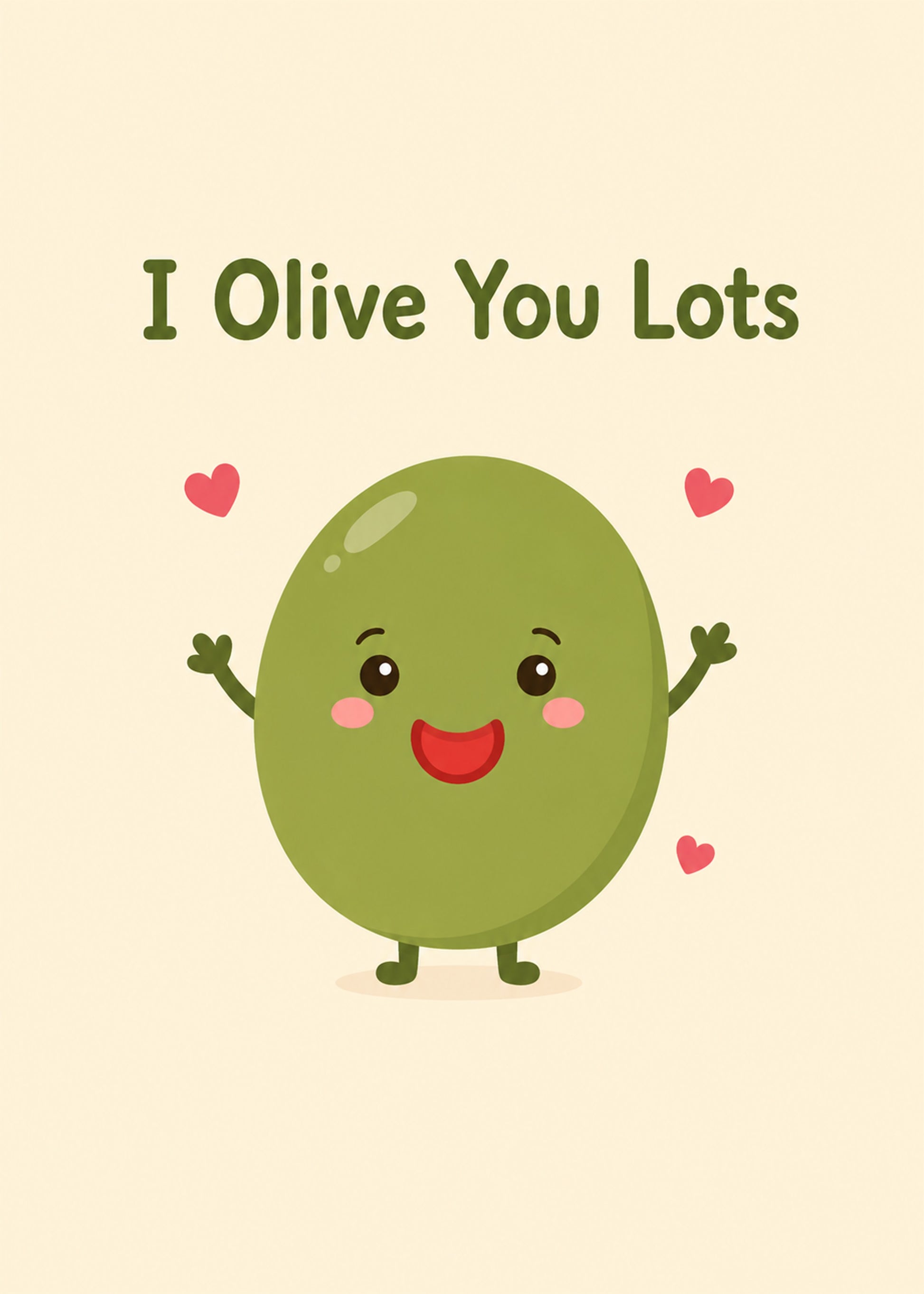 Funny anniversary card with I Olive You Lots text, by Gigglz