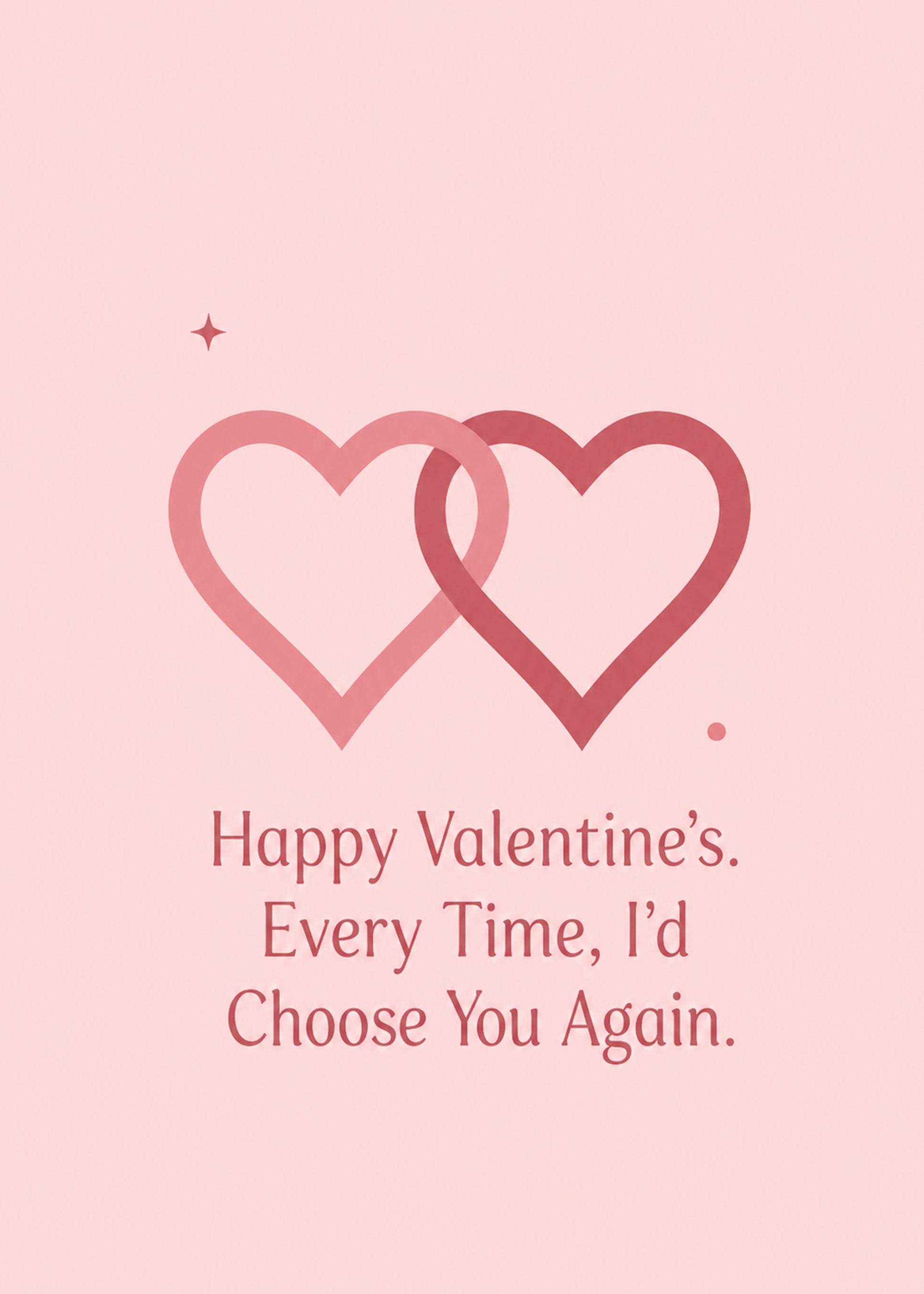 Heartwarming Valentine's card showing two interlinked outline hearts, with Every Time text, by Gigglz