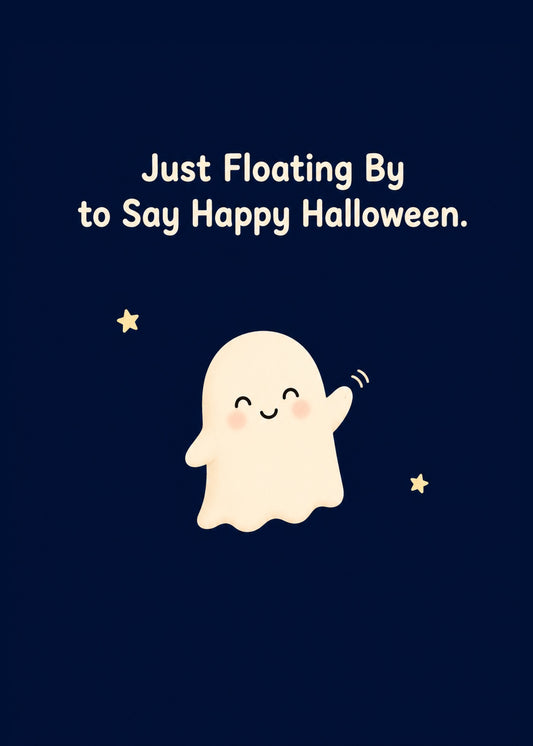Funny Halloween card with Just Floating By text, by Gigglz