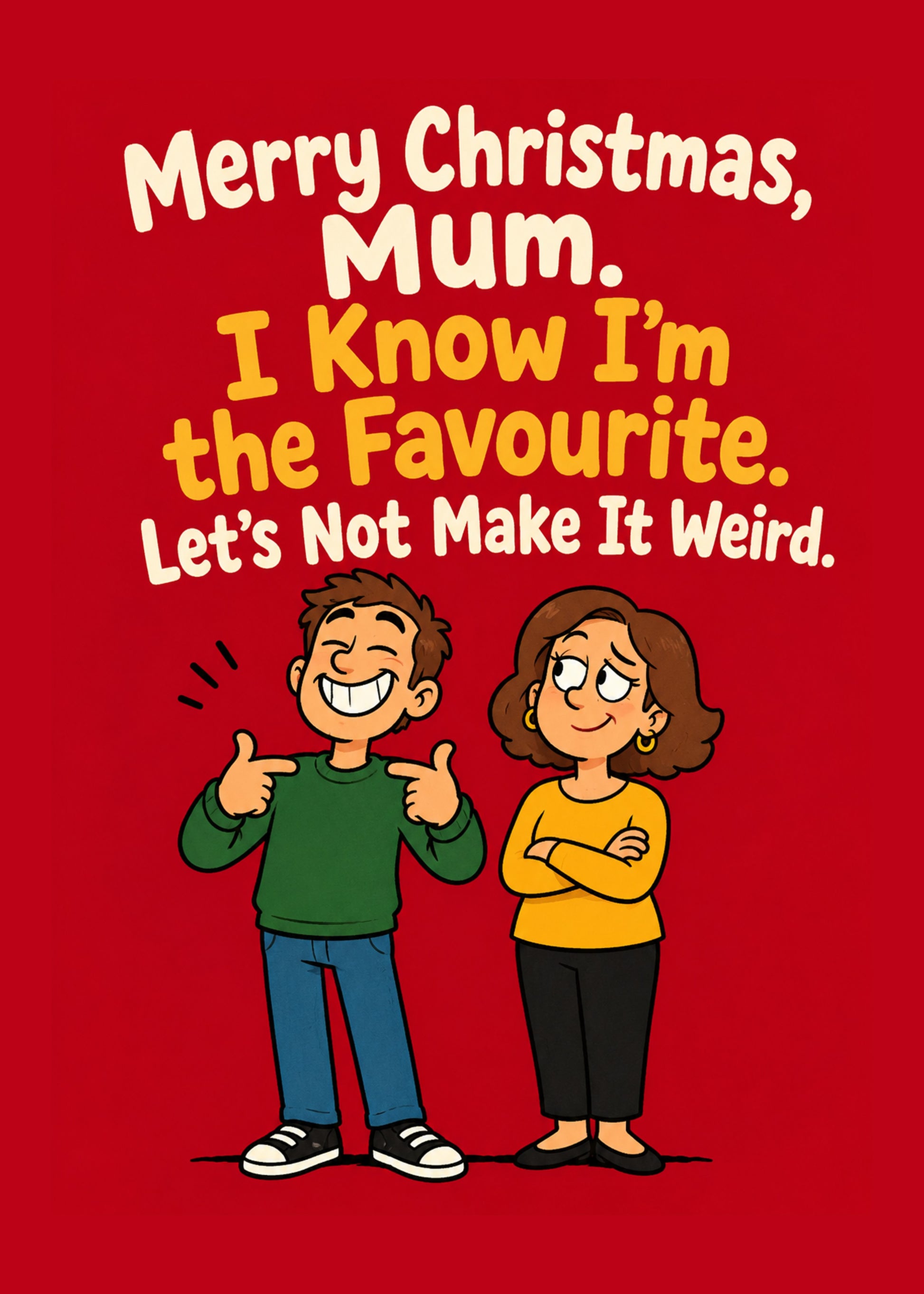 Funny Christmas card with Let's Not Make It Weird text, by Gigglz