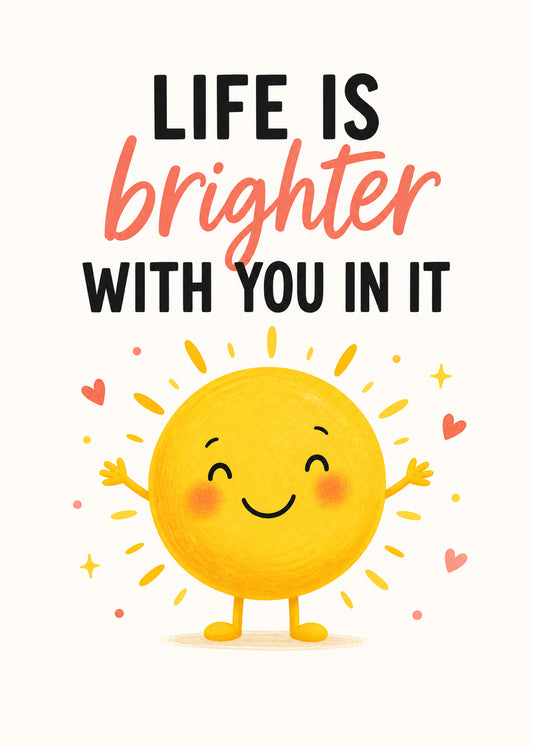 Life Is Brighter with You cute thank you card by Gigglz