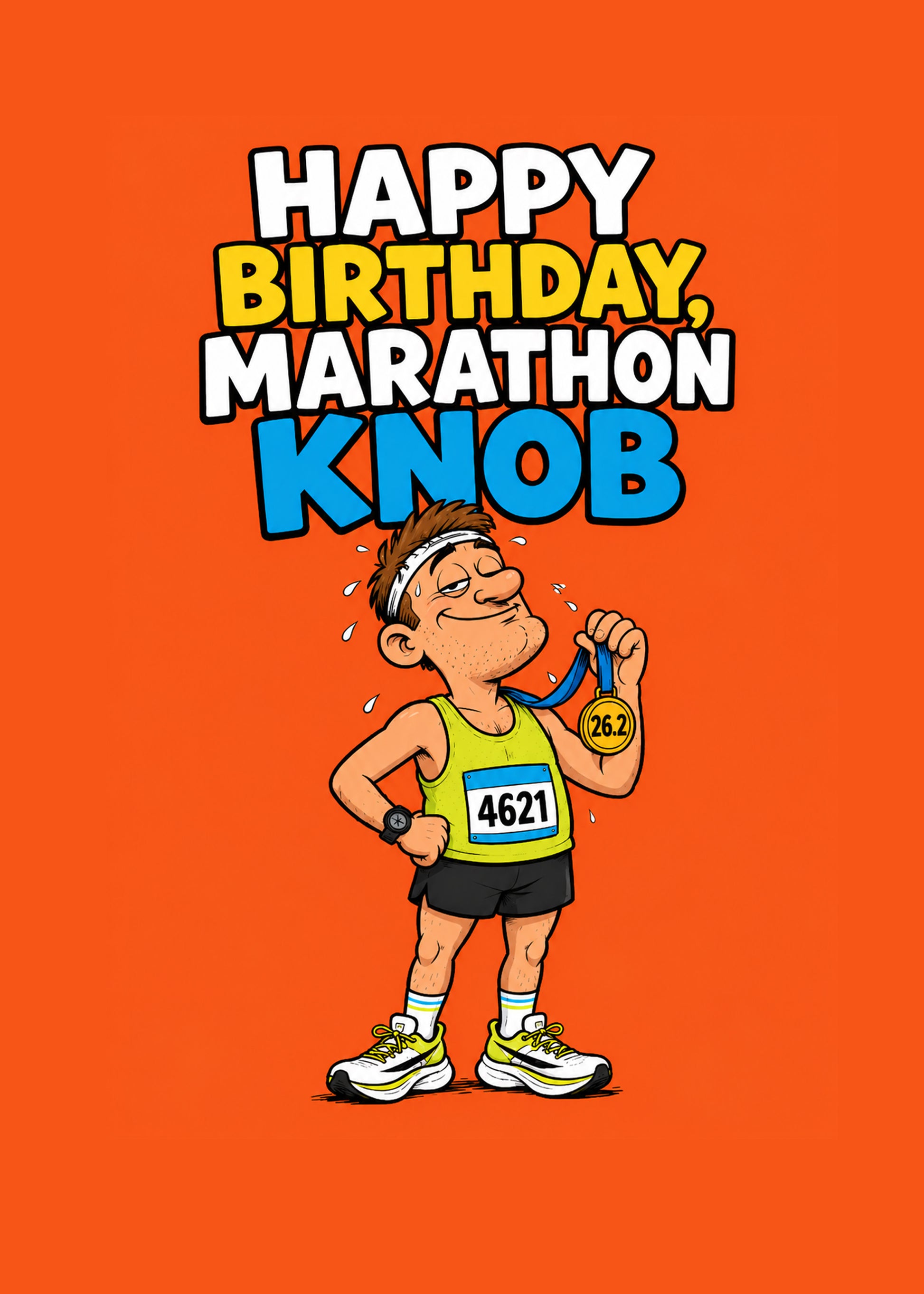 Marathon Knob Him funny birthday marathon card by Gigglz