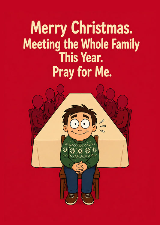 Funny Christmas card with Meeting the Family text, by Gigglz
