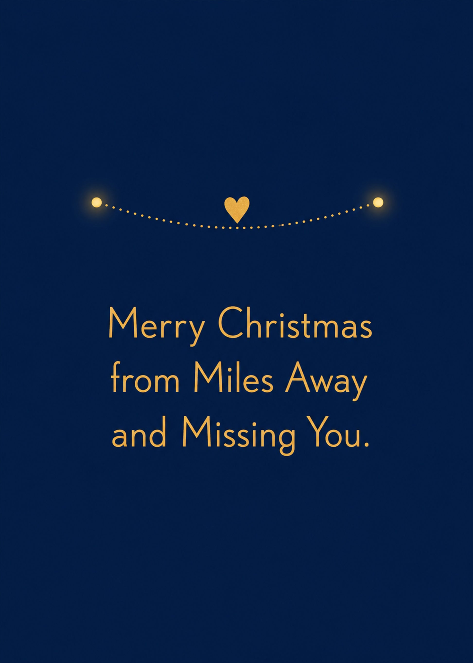 Heartwarming Christmas card showing delicate gold fairy lights with a heart, by Gigglz