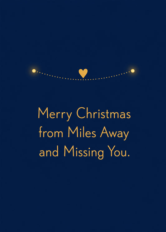 Heartwarming Christmas card showing delicate gold fairy lights with a heart, by Gigglz