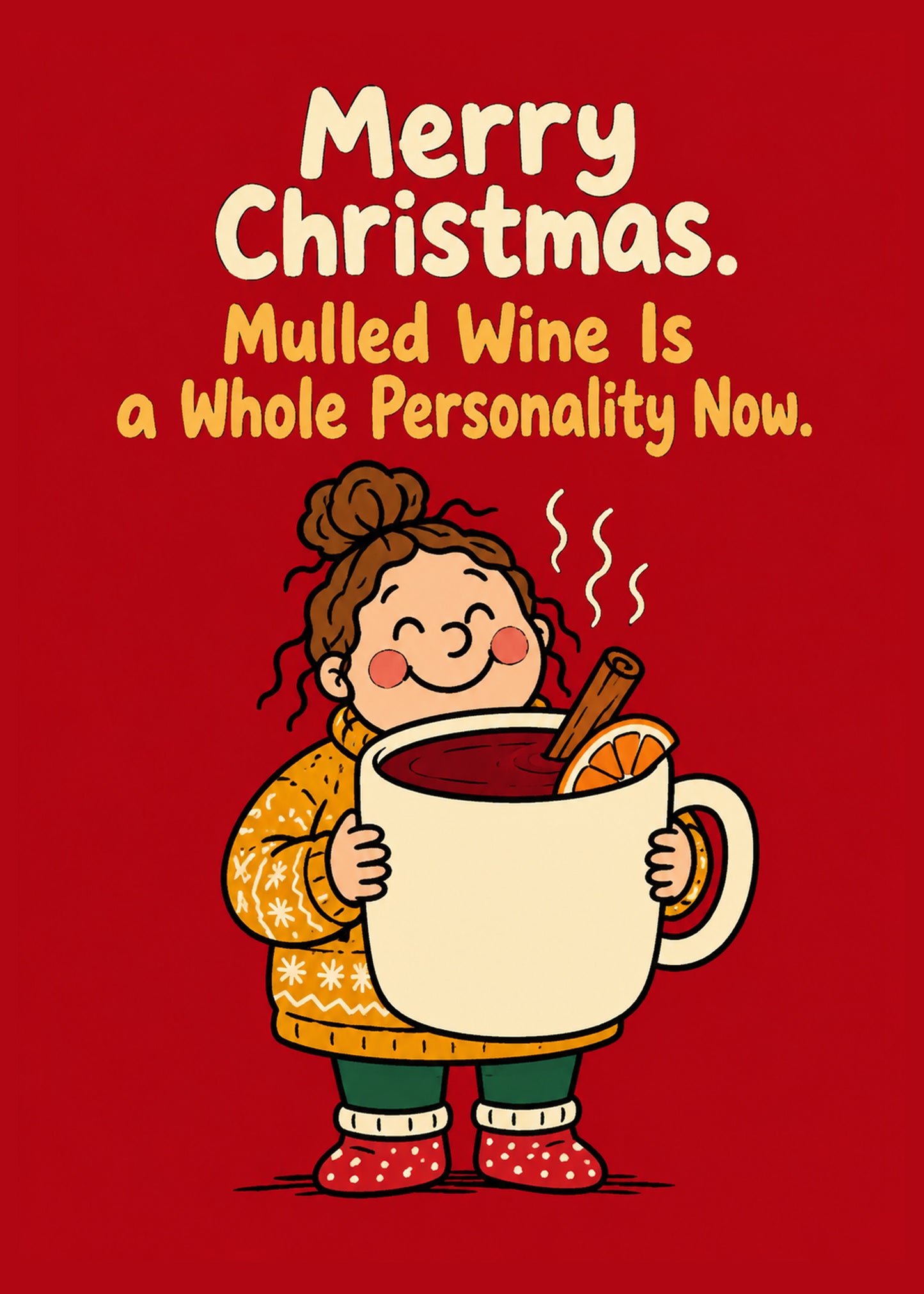 Funny Christmas card with Mulled Wine Is a Personality Now text, by Gigglz