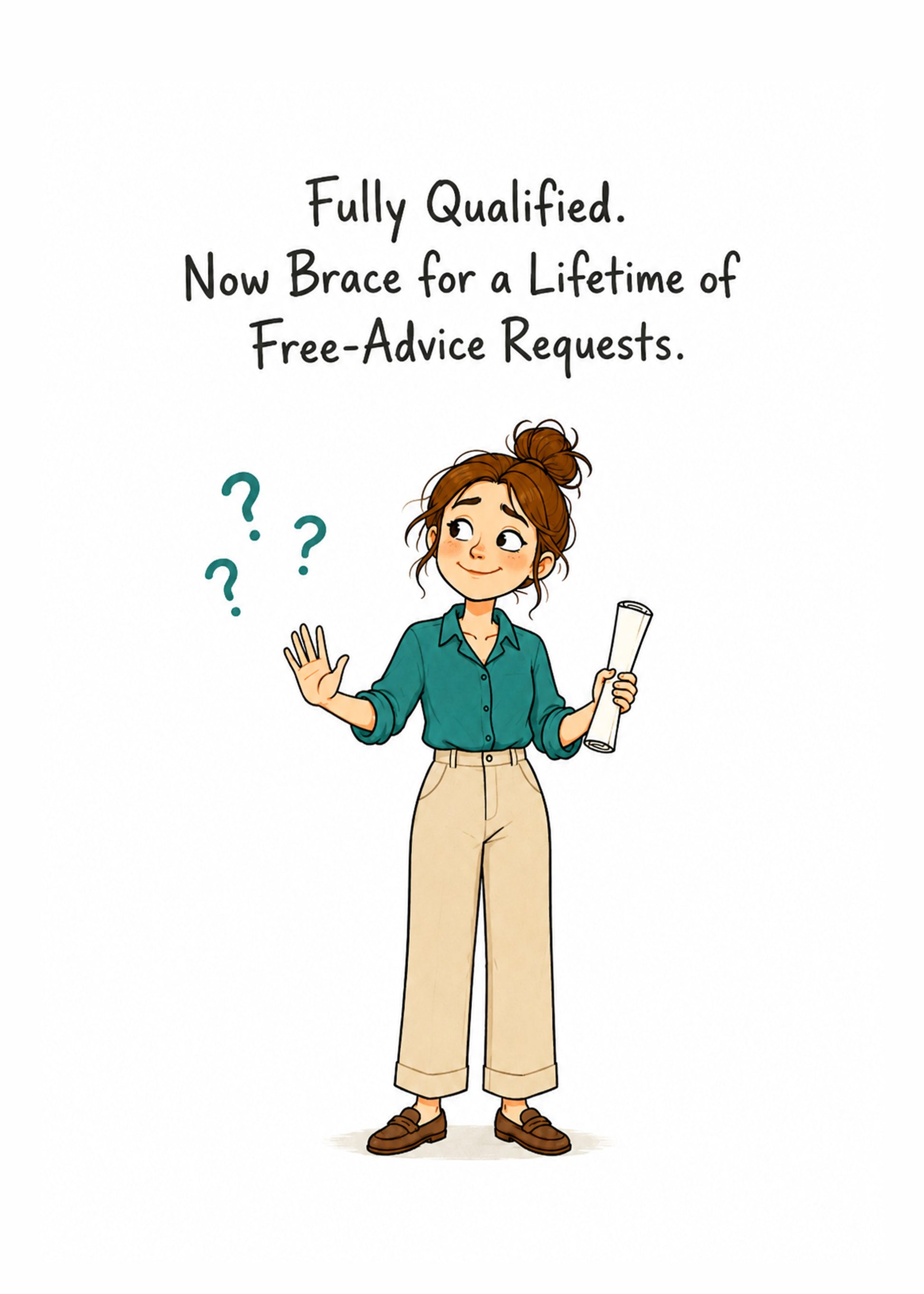 Funny congratulations card with Now Everyone Wants Free Advice text, by Gigglz