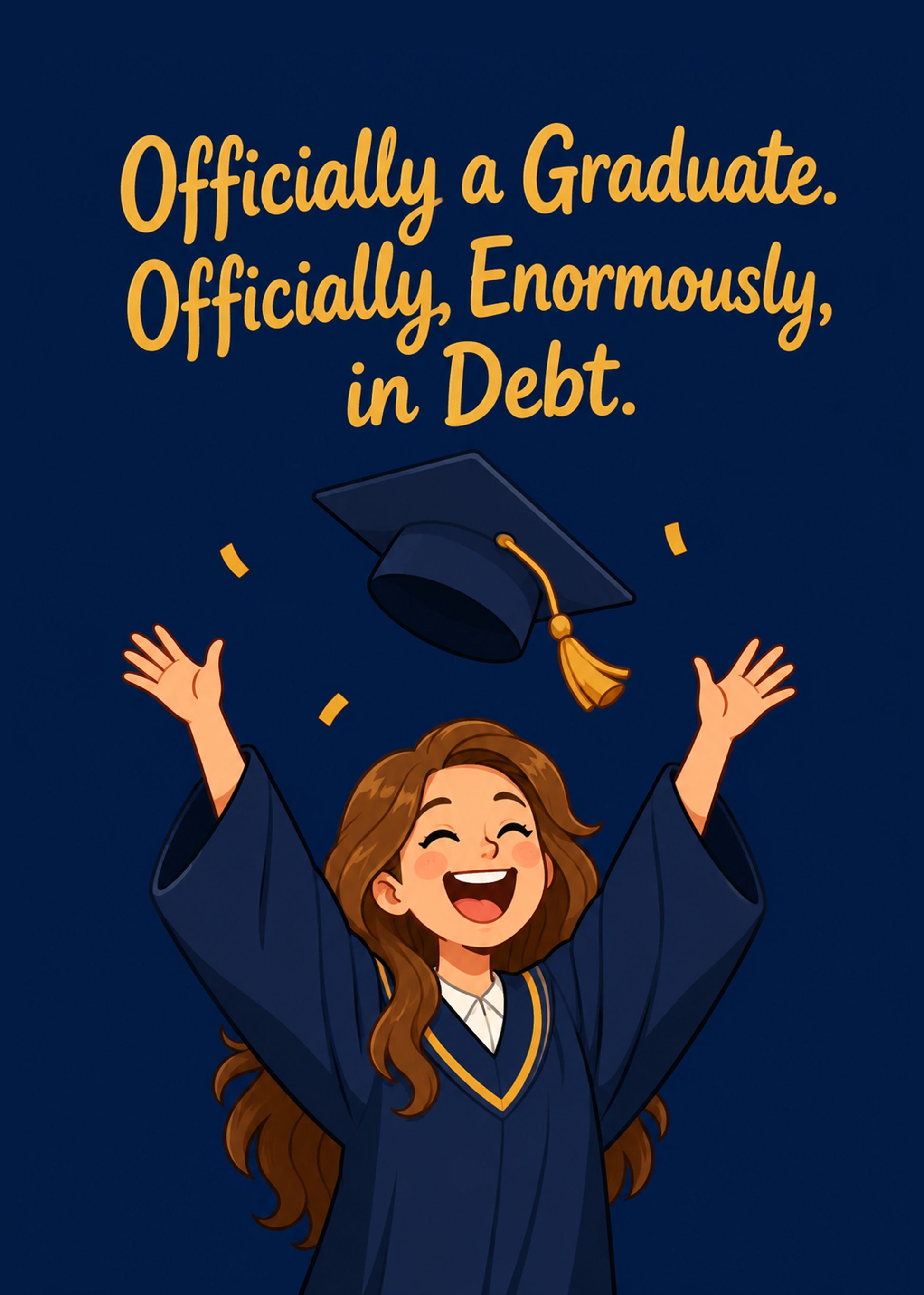 Funny congratulations card with Officially a Graduate text, by Gigglz