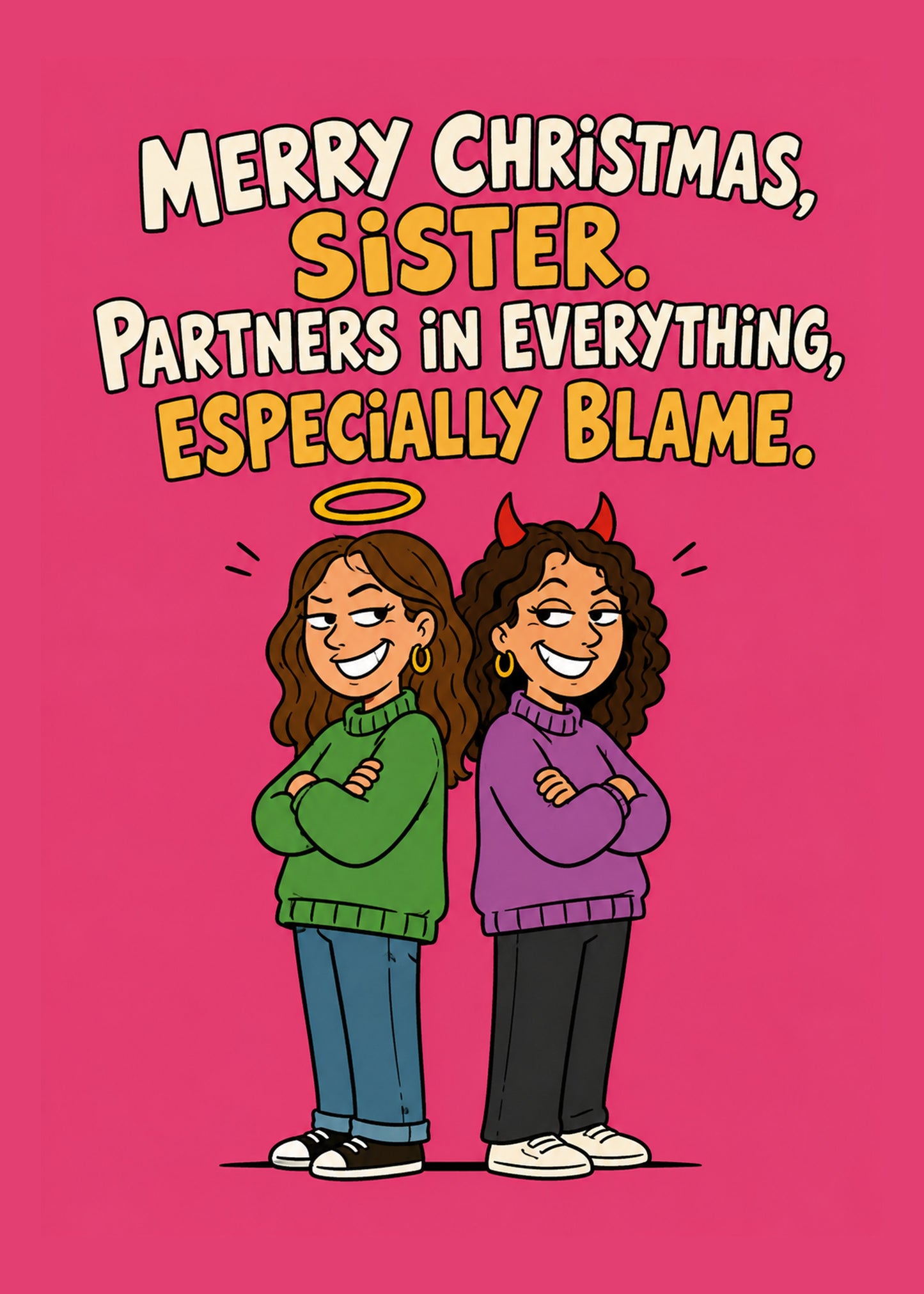 Funny Christmas card with Partners in Blame text, by Gigglz