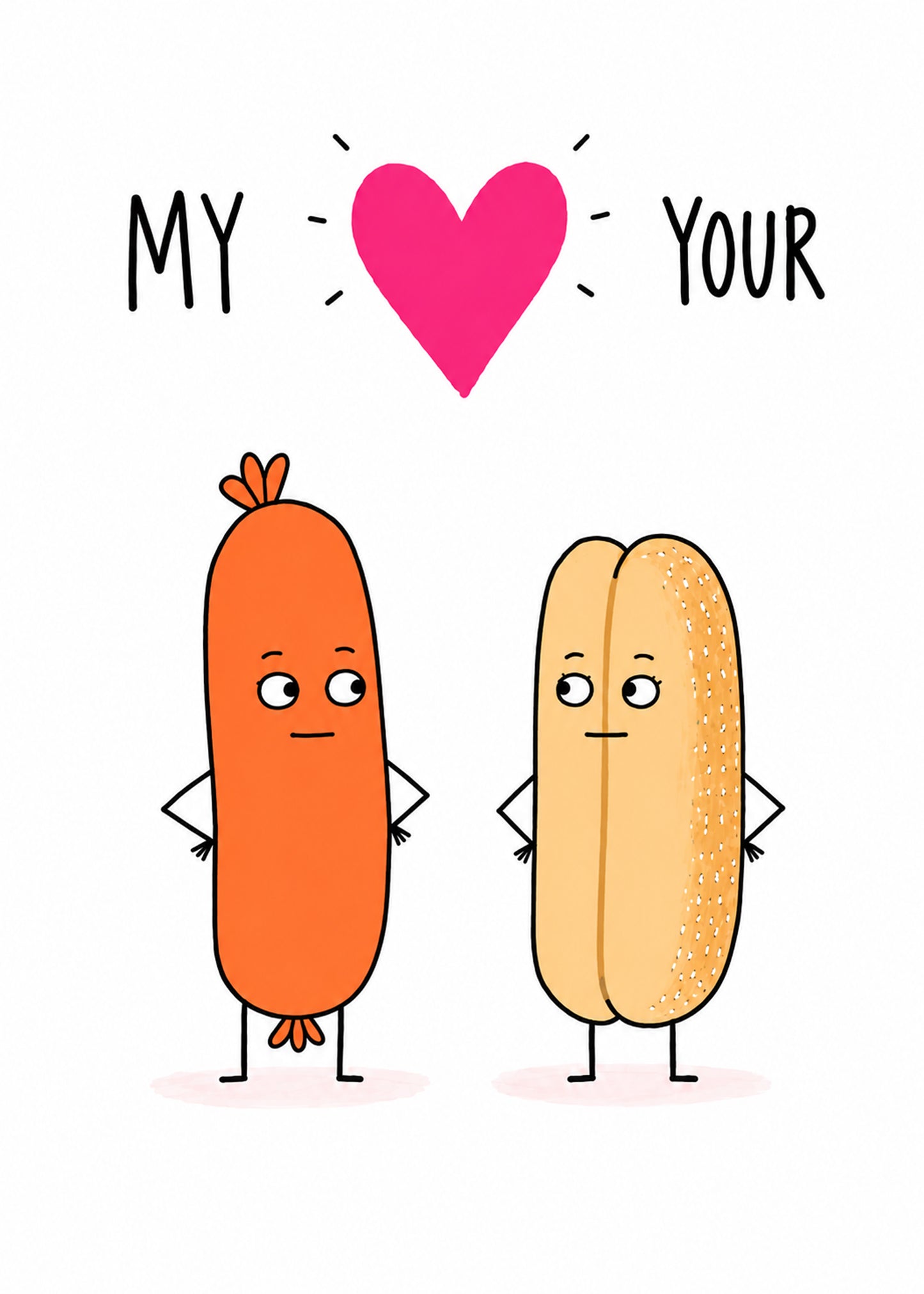 Sausage Bun cheeky love card by Gigglz