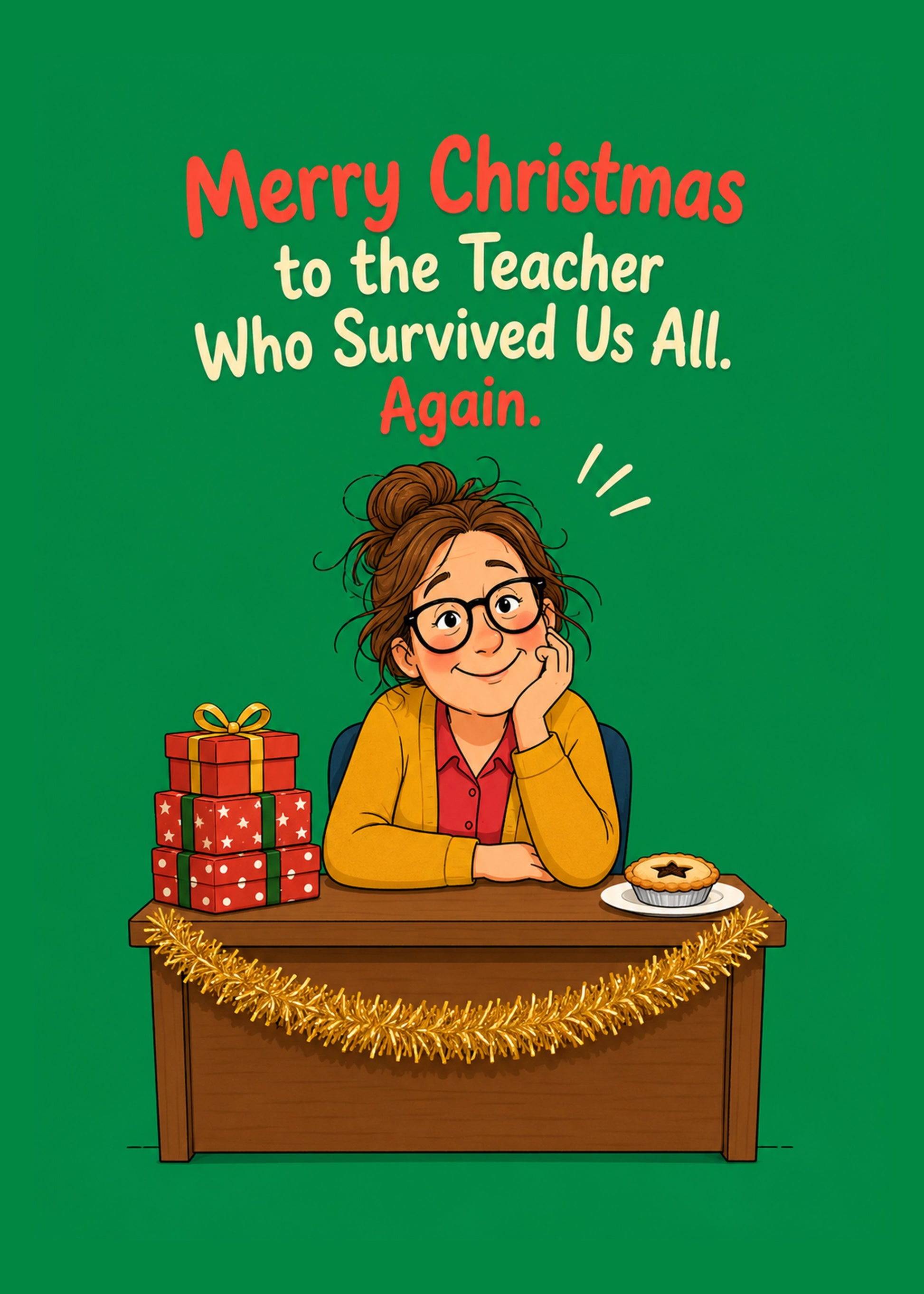 Funny Christmas card with Survived Us All text, by Gigglz