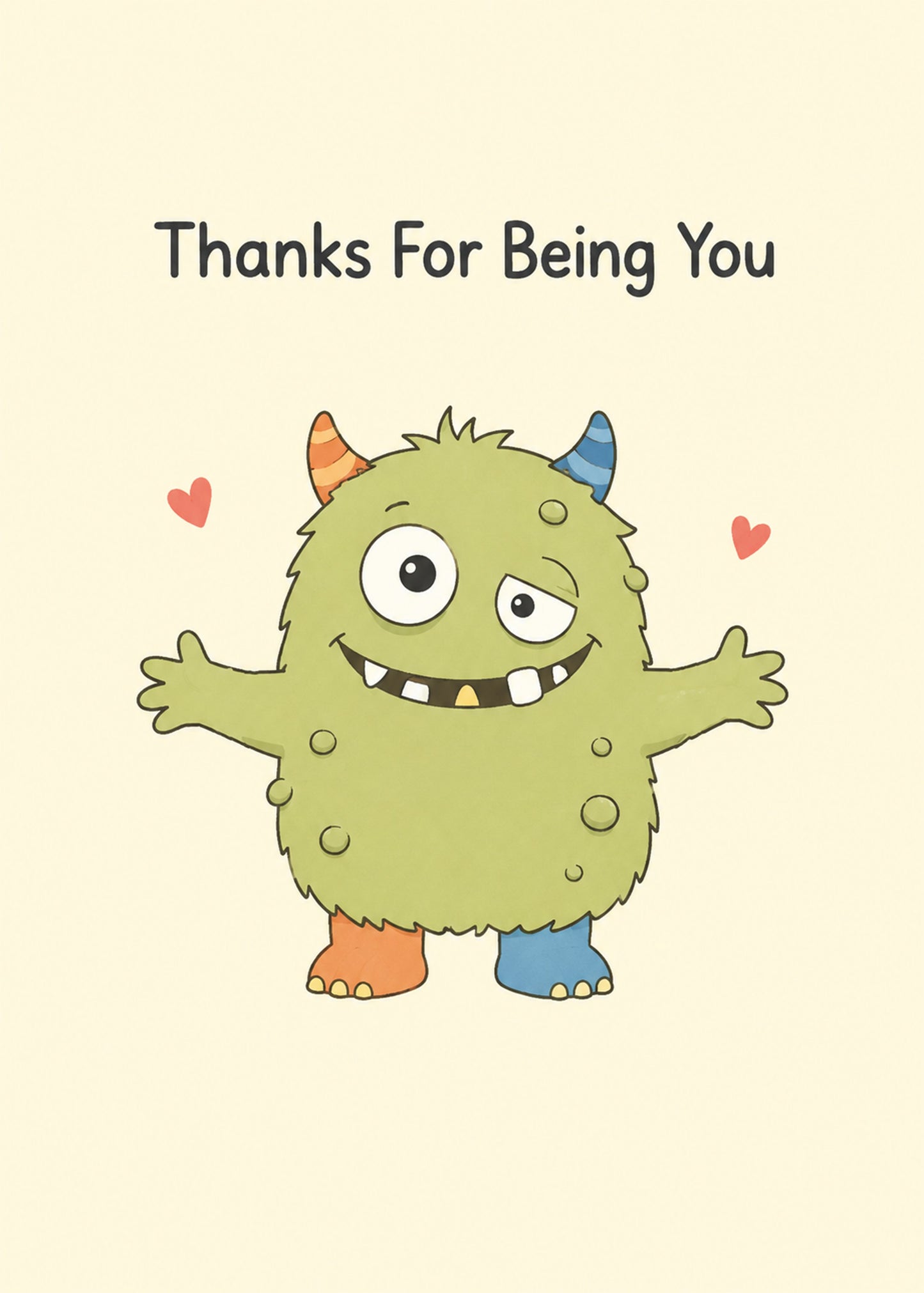 Funny thank you card with Thanks For Being You text, by Gigglz