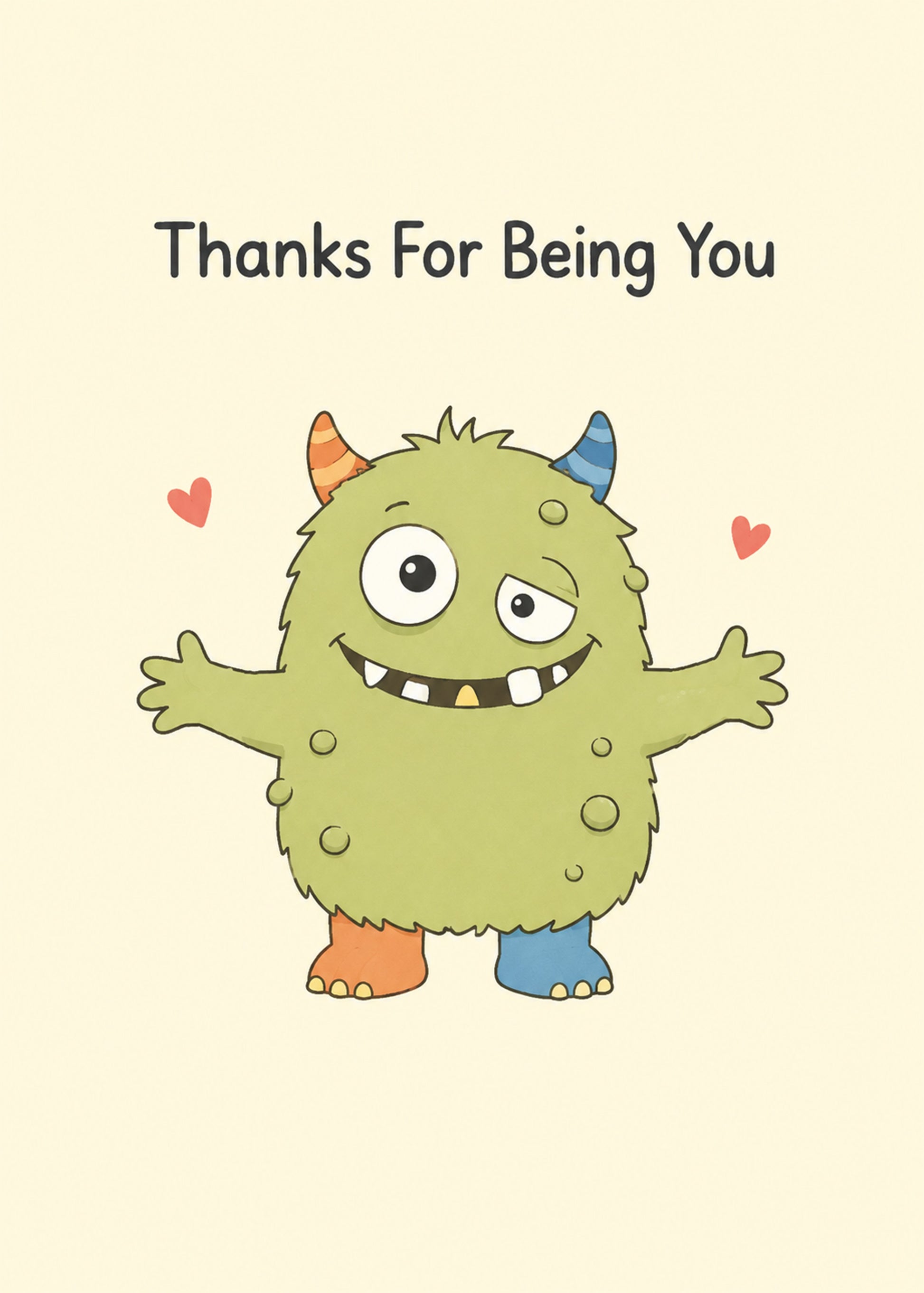 Funny thank you card with Thanks For Being You text, by Gigglz