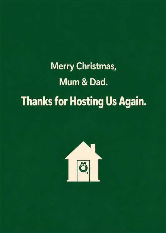 Heartwarming Christmas card showing a simple house icon with a wreath on the door, by Gigglz