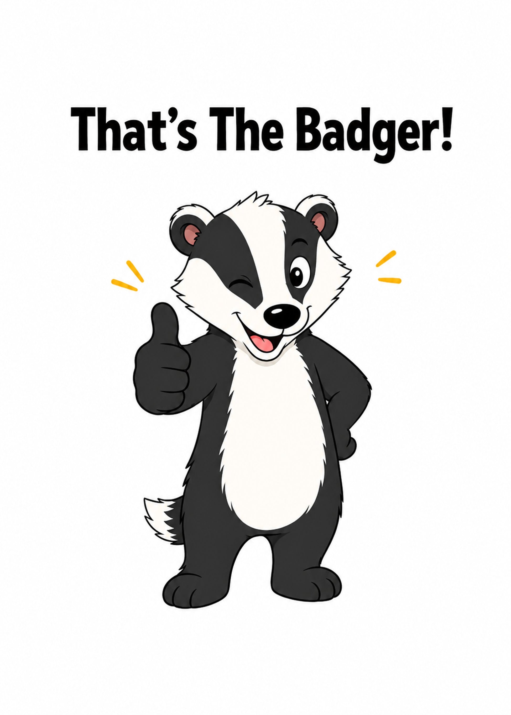 Funny birthday card with That's The Badger text, by Gigglz