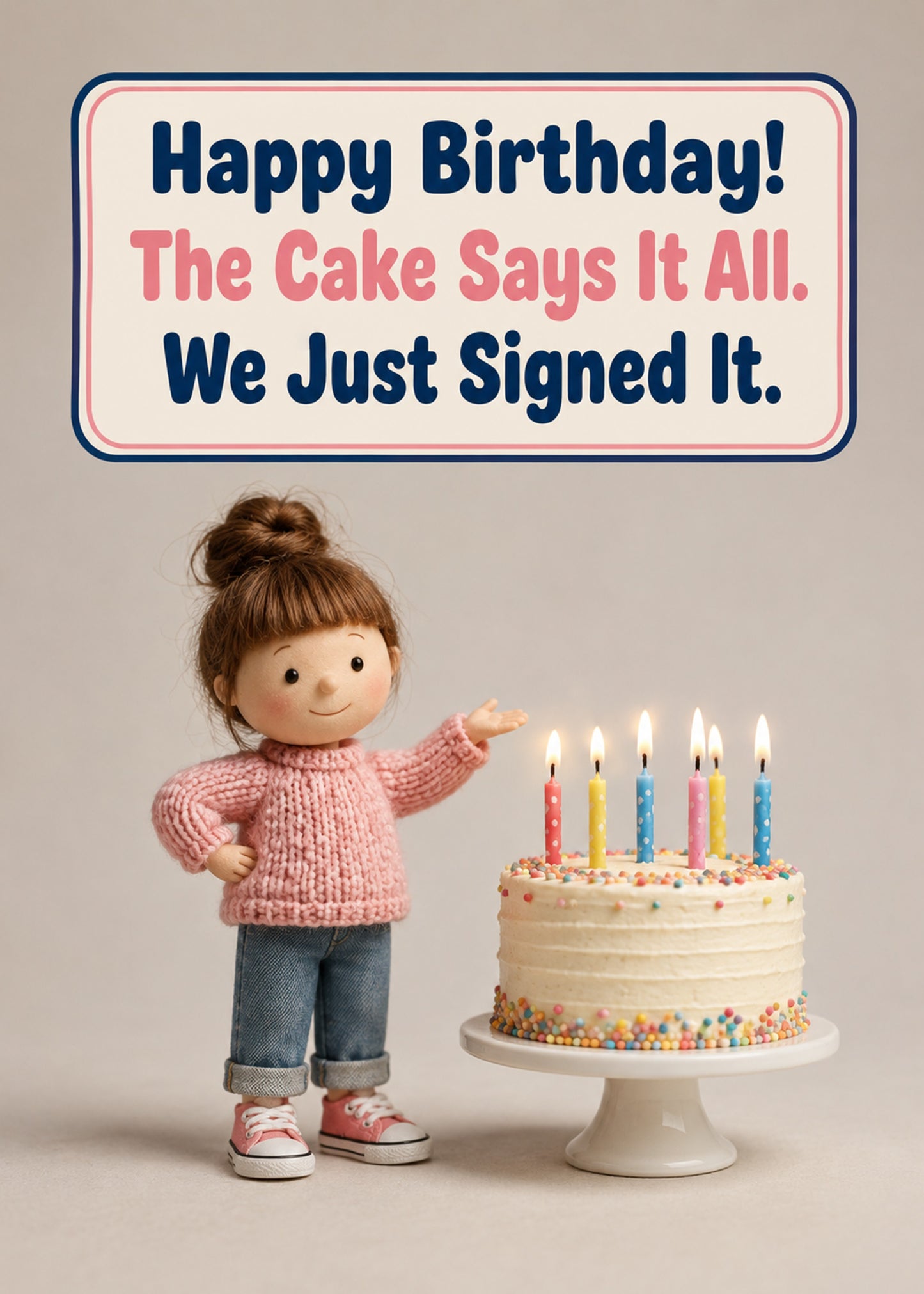 Funny birthday card with The Cake Says It All text, by Gigglz