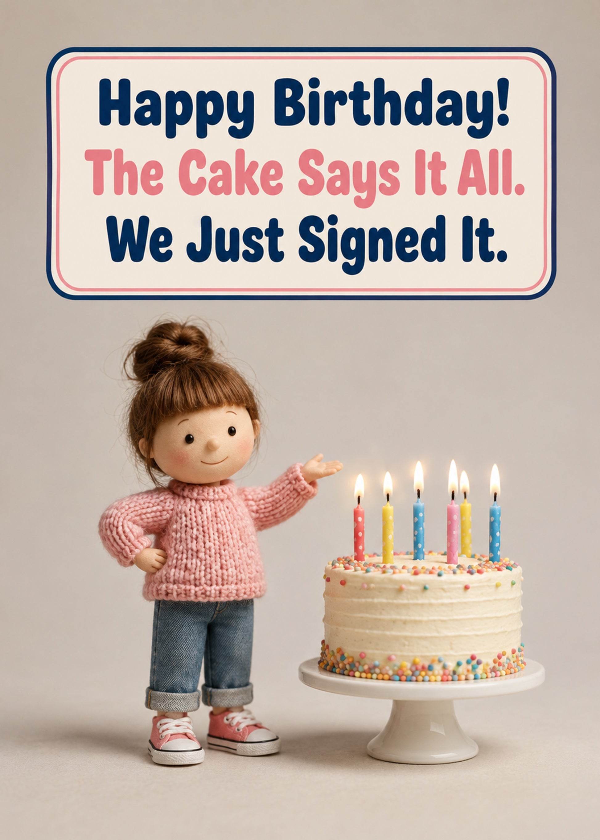 Funny birthday card with The Cake Says It All text, by Gigglz