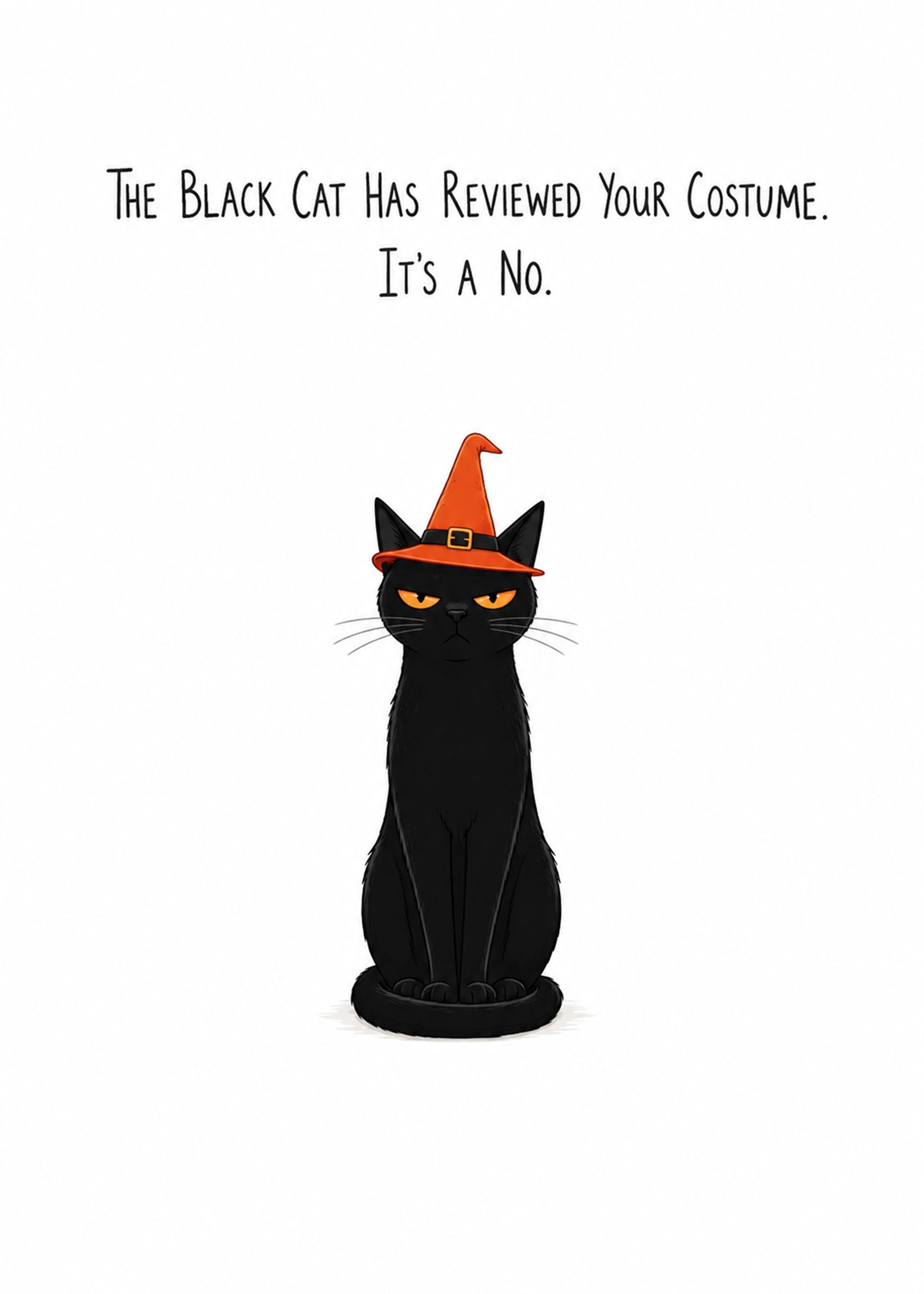 Funny Halloween card with The Cat Has Judged Your Costume text, by Gigglz