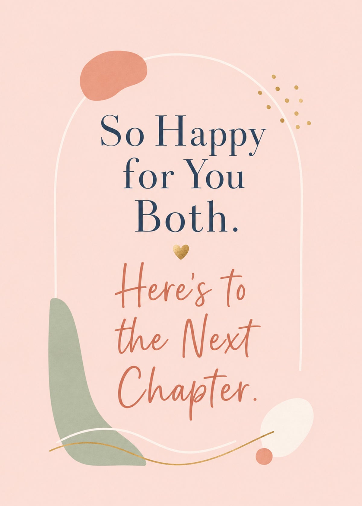 Heartfelt wedding card showing soft organic shapes and a small gold heart on blush, by Gigglz