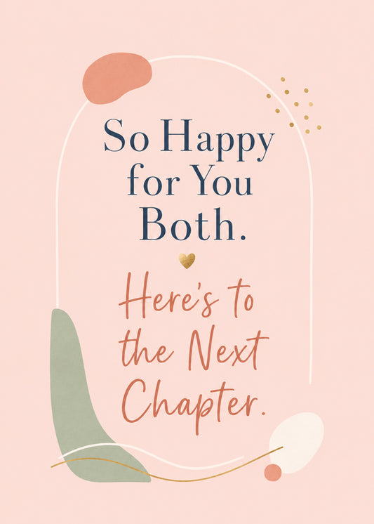 Heartfelt wedding card showing soft organic shapes and a small gold heart on blush, by Gigglz