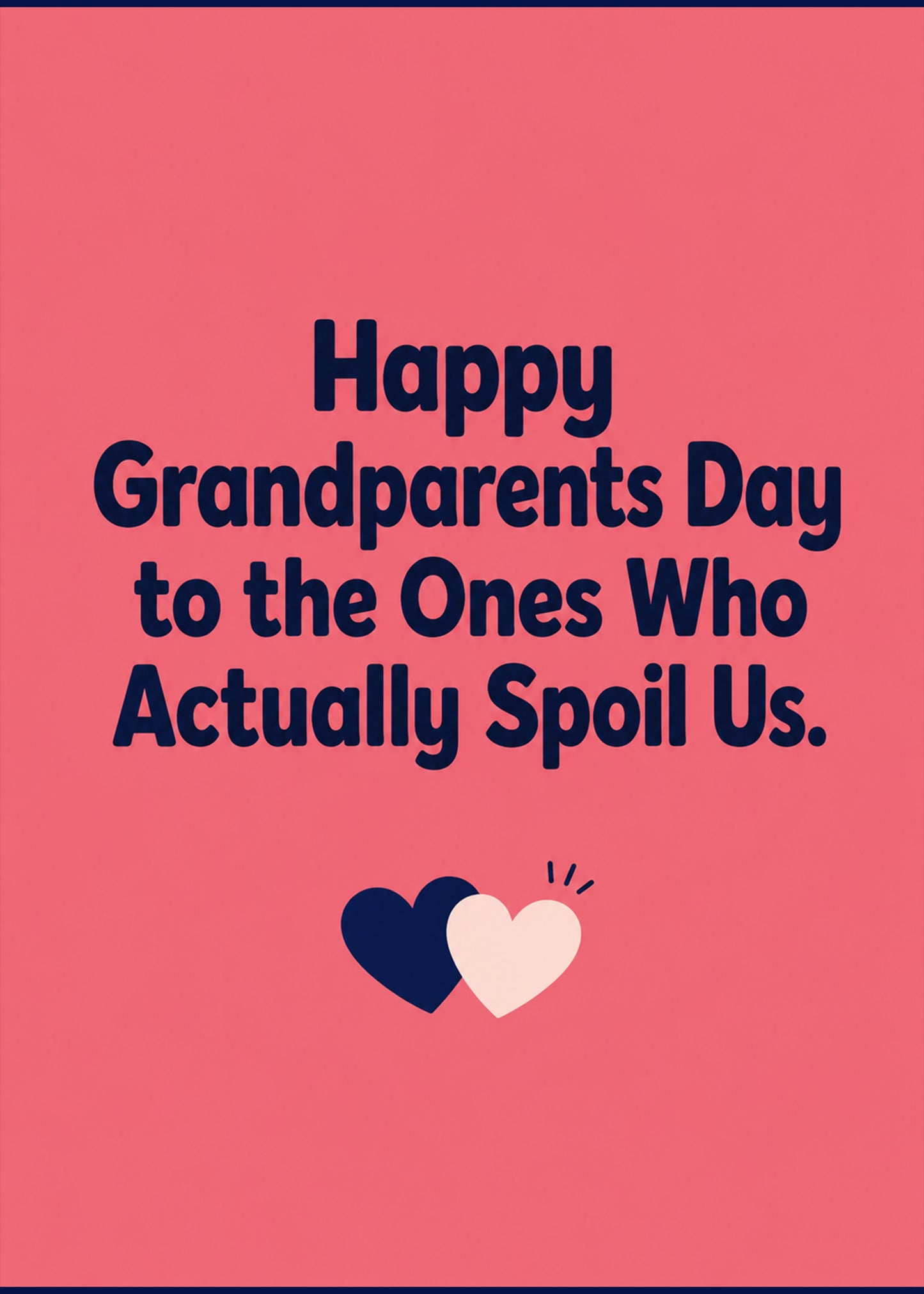Funny Grandparents Day card showing bold type with two overlapping hearts, by Gigglz