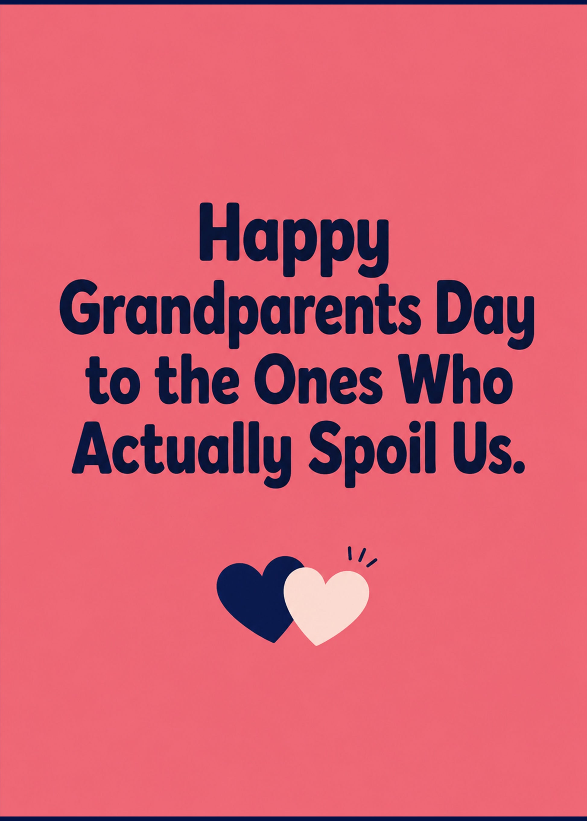 Funny Grandparents Day card showing bold type with two overlapping hearts, by Gigglz