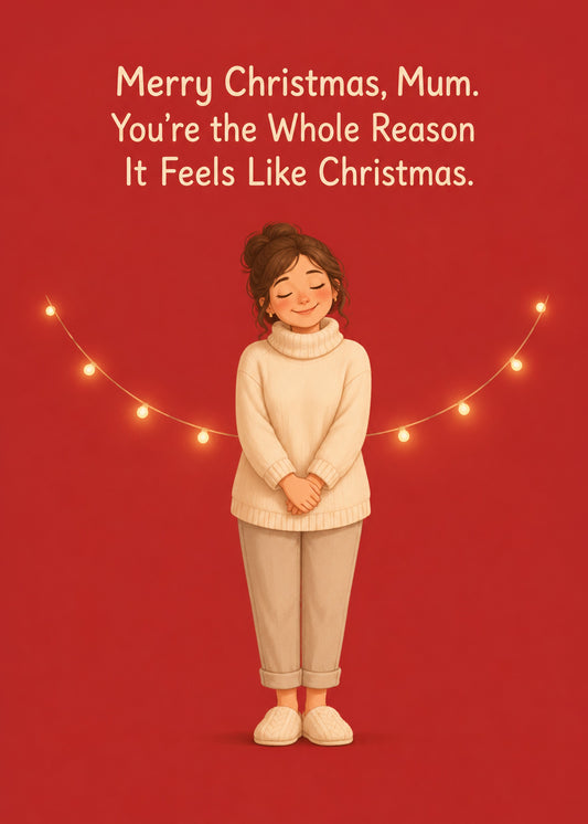 Cute Christmas card with The Reason It Feels Like Christmas text, by Gigglz