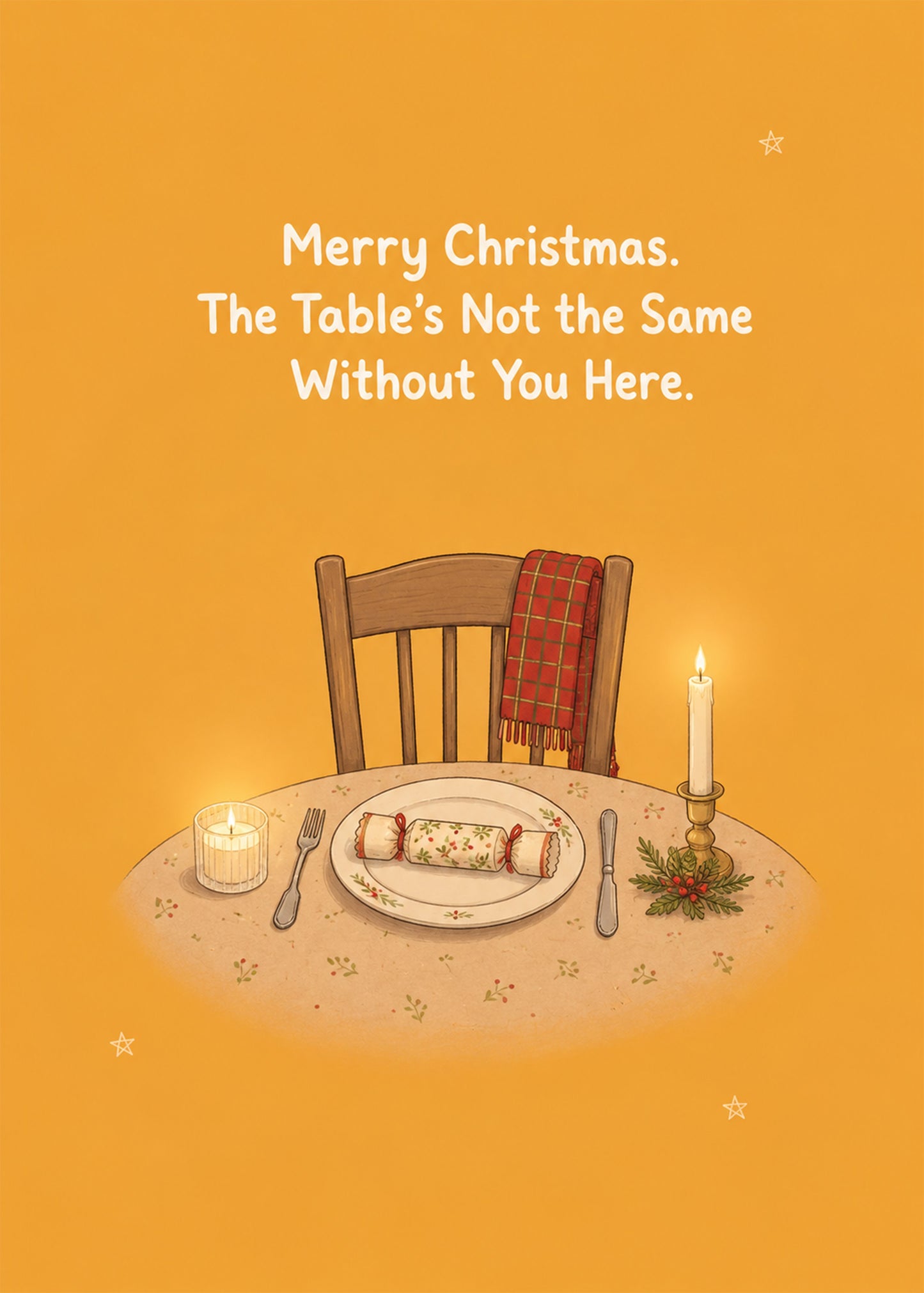 Funny Christmas card with The Table's Not the Same Without You text, by Gigglz