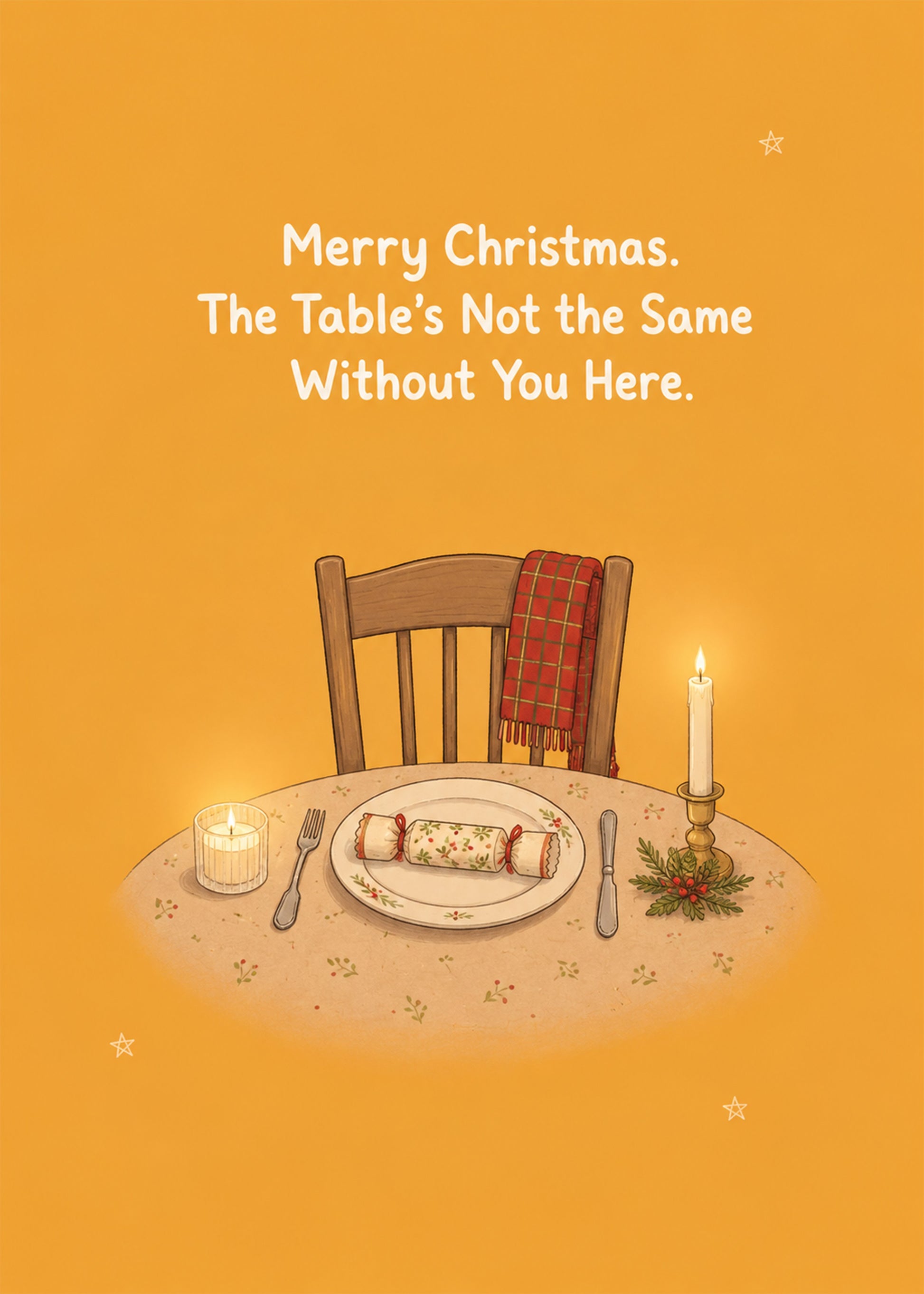 Funny Christmas card with The Table's Not the Same Without You text, by Gigglz