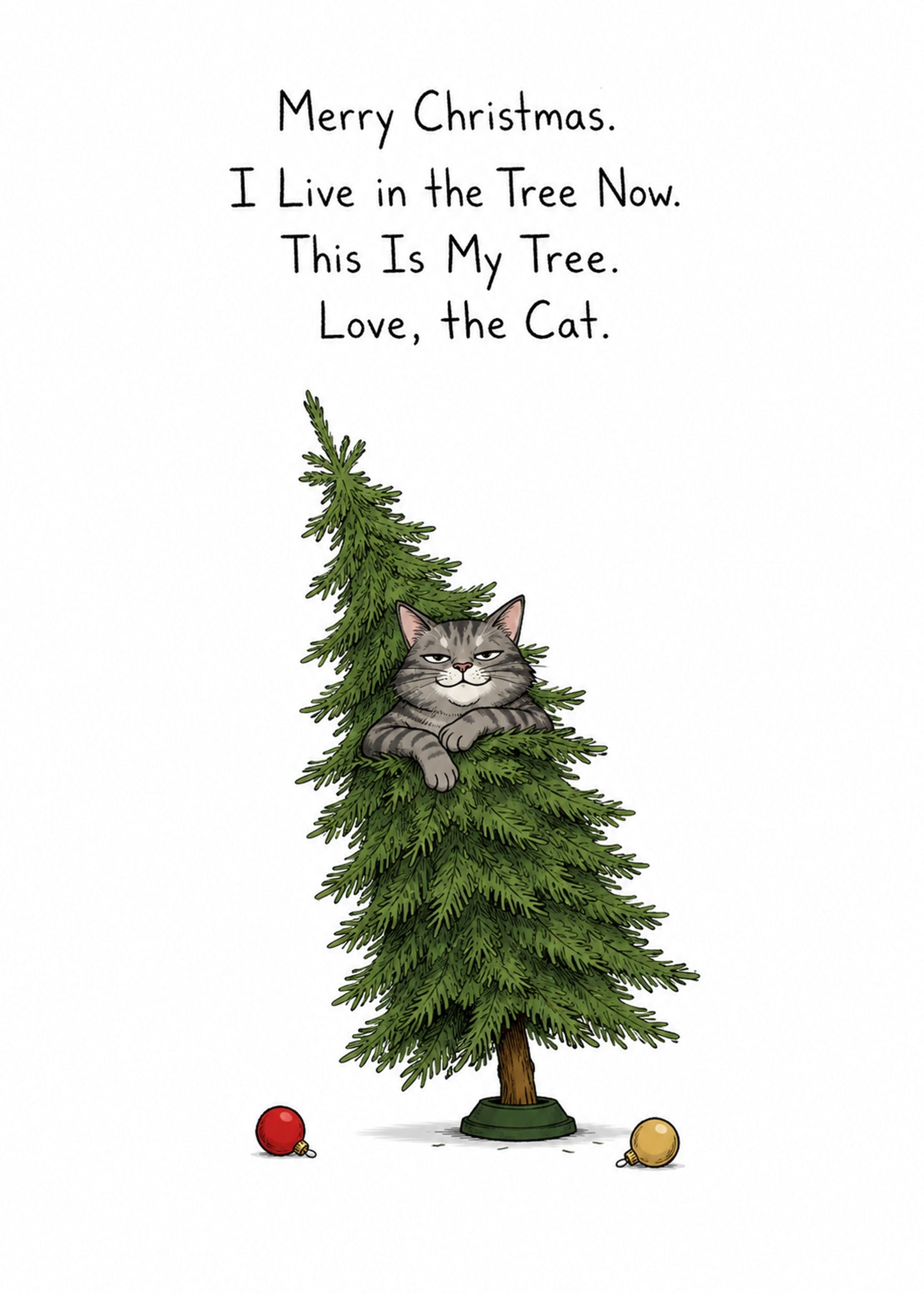 Funny Christmas card with This Is My Tree Now text, by Gigglz