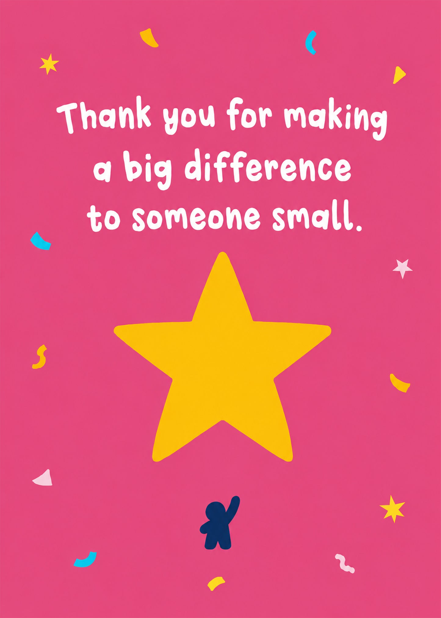 Teacher thank you card saying big difference to someone small with yellow star by Gigglz
