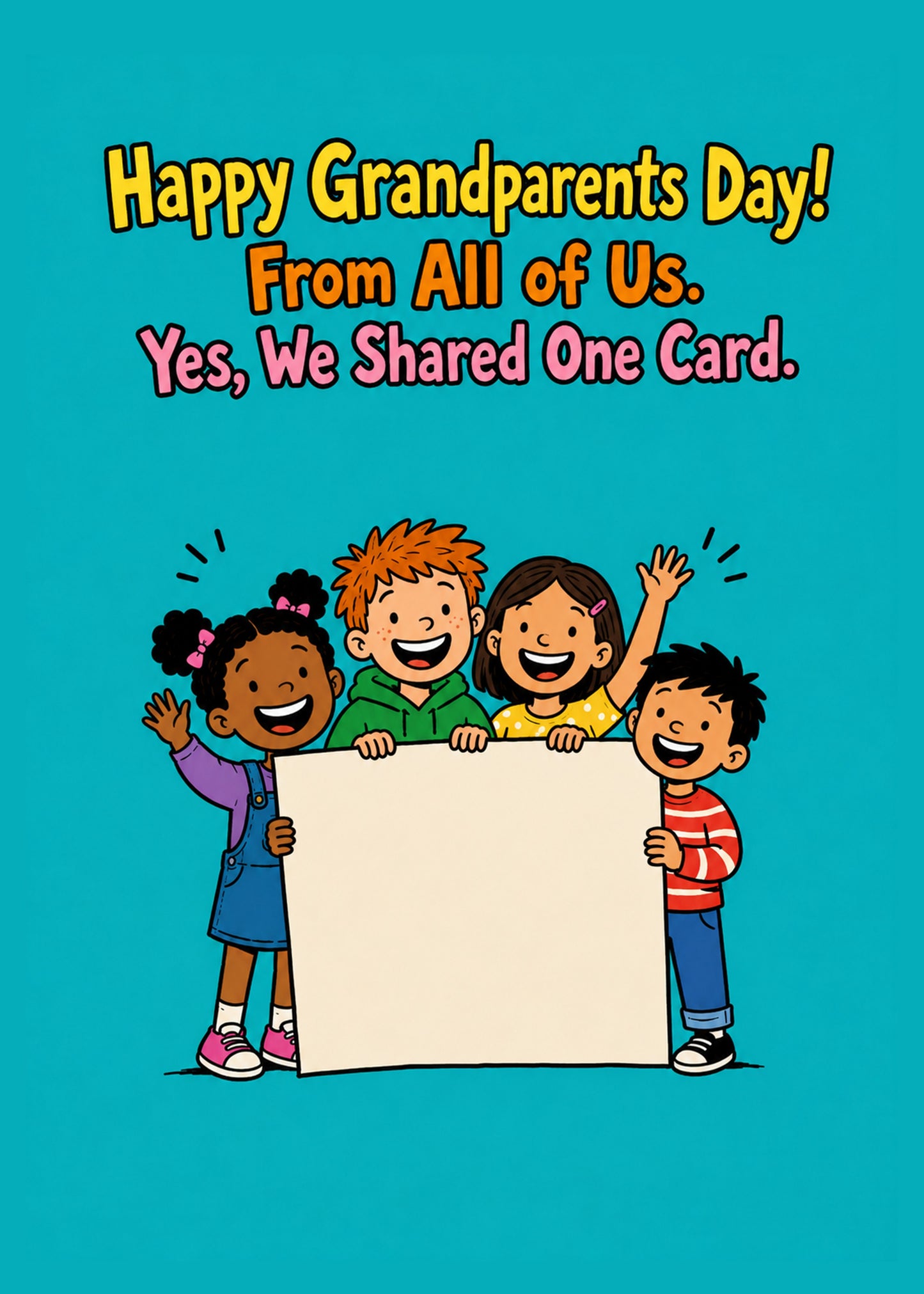 Funny Grandparents Day card with We All Chipped In on One Card text, by Gigglz